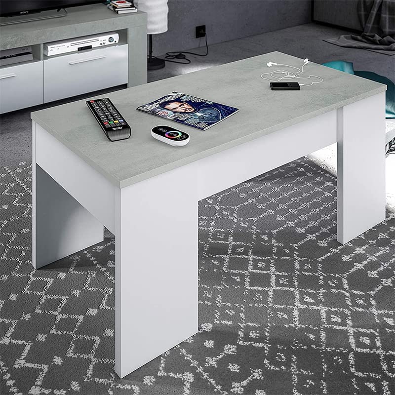 Tavolino da soggiorno per caffè con contenitore e piano rialzabile cm 100x45 48h