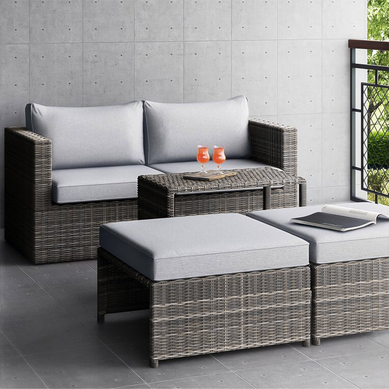 Salotto per esterno Combo in polirattan completo di divano poltrone e tavolo per giardino e veranda