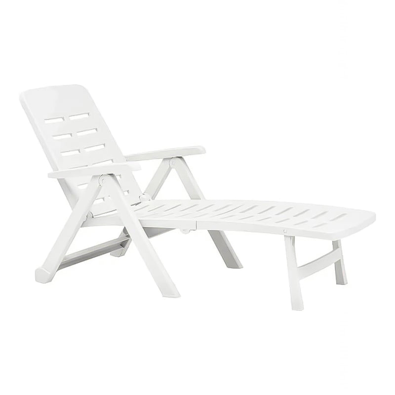 Lettino prendisole in resina con schienale reclinabile per piscina e giardino