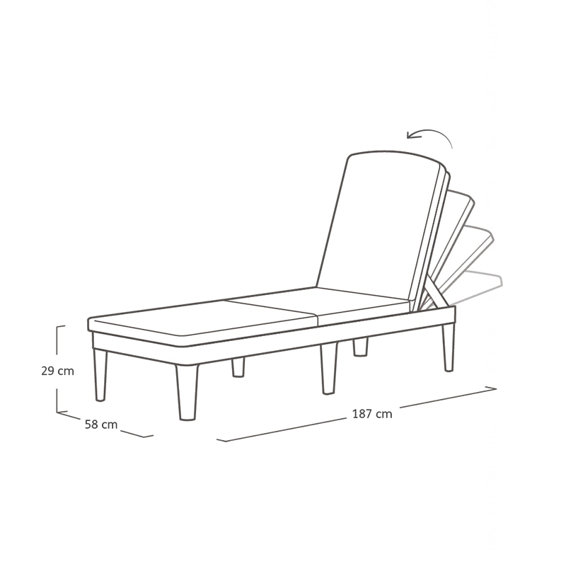 Lettino prendisole in resina con schienale reclinabile per piscina e giardino