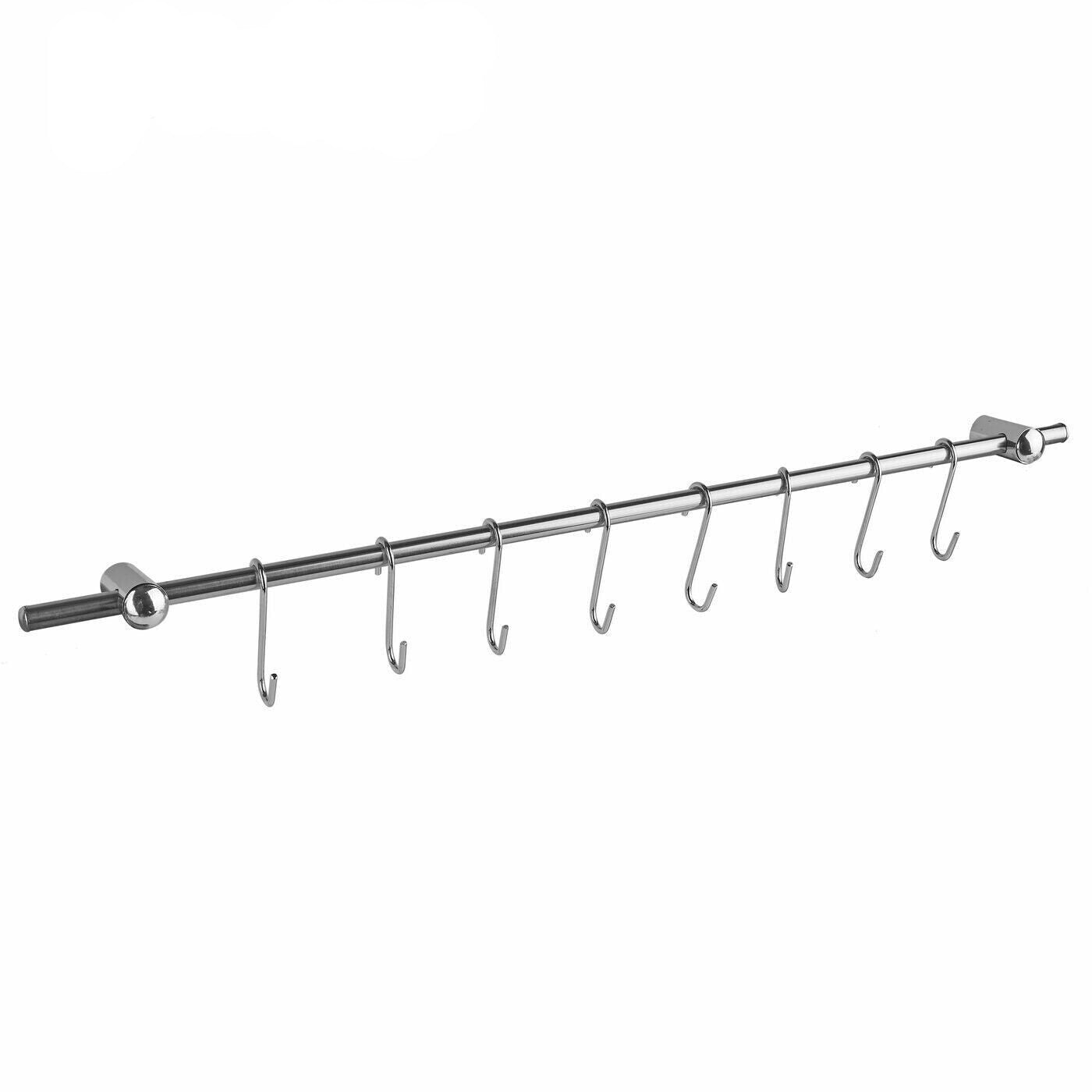 Tubo appendi mestoli da cucina con 5 ganci mobili in acciaio 90 cm