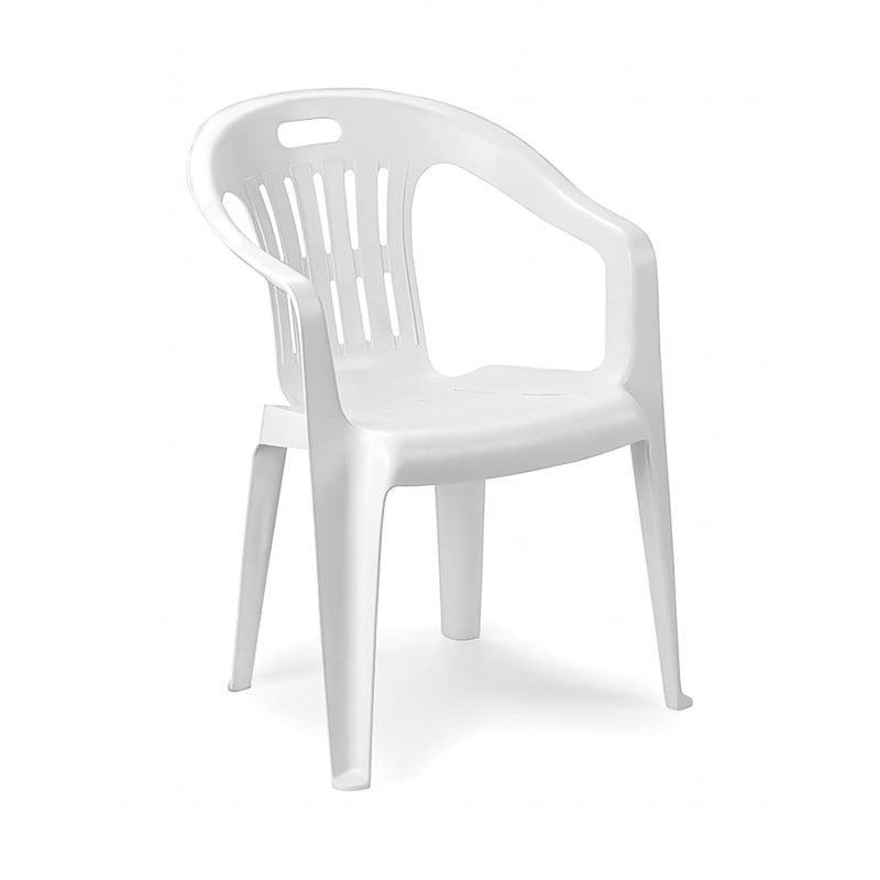Sedia da esterno in resina impilabile poltrona con braccioli per giardino e veranda