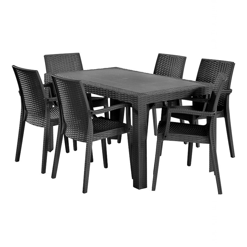 Tavolo da esterno in resina quadrato rettangolare per giardino e veranda