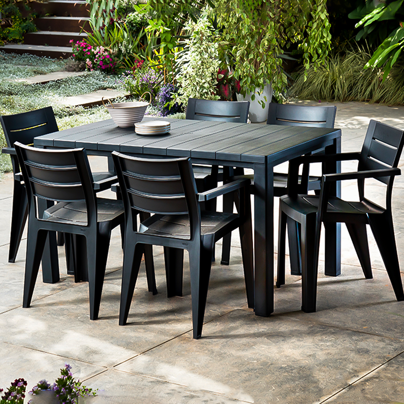 Tavolo da esterno Julie dogato in resina quadrato per giardino cm 147x90 h74