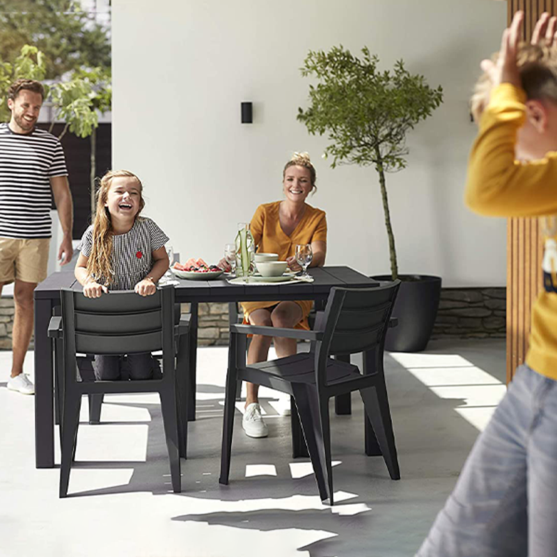 Tavolo da esterno Julie dogato in resina quadrato per giardino cm 147x90 h74