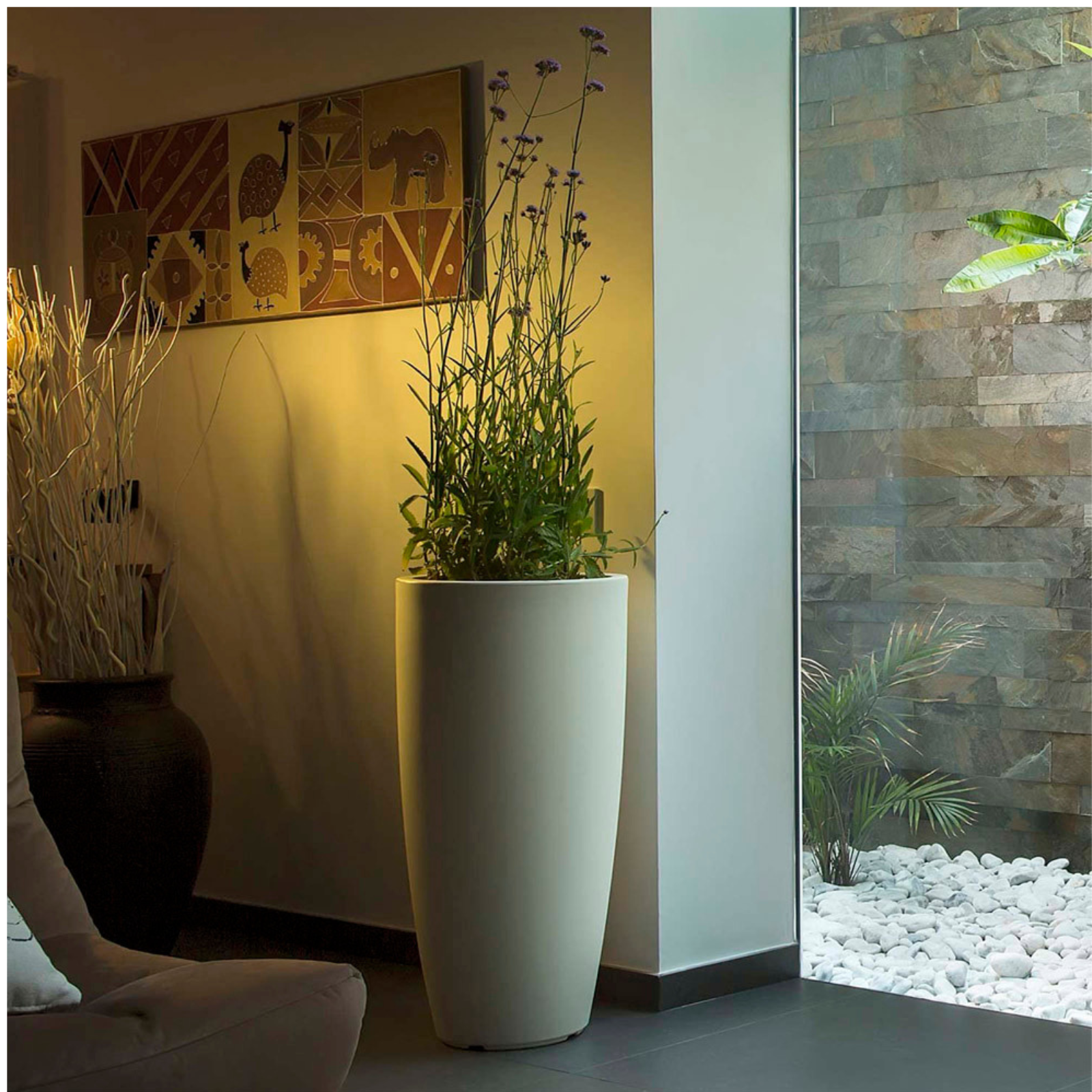 Vaso tondo in resina Stilo Home tinta unita da esterno