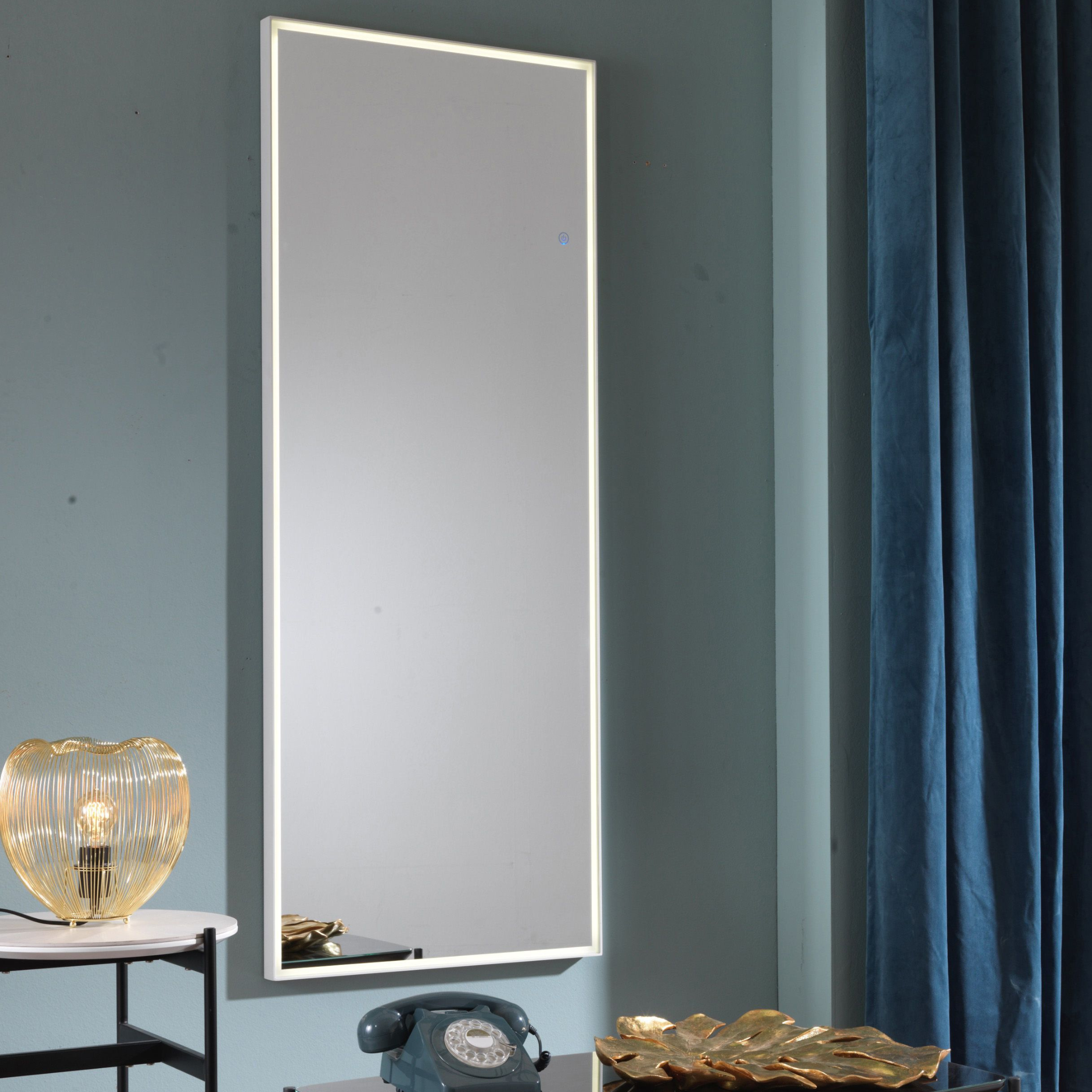 Specchio led da parete Stones "Lux" cornice in alluminio rettangolare cm 150x5 60h