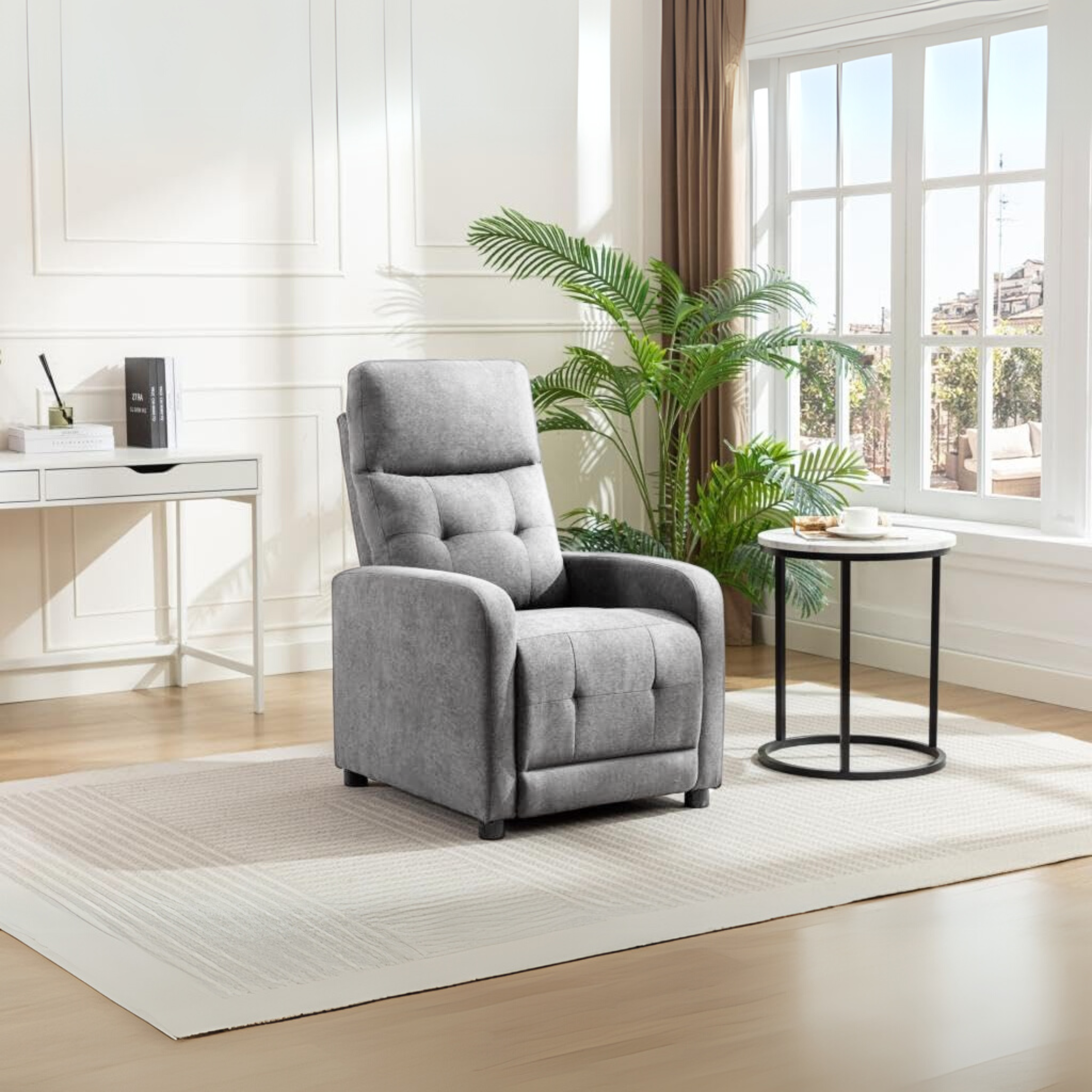 Poltrona reclinabile manuale "Rey" in tessuto liner cm 65,5x85,5 102,5h