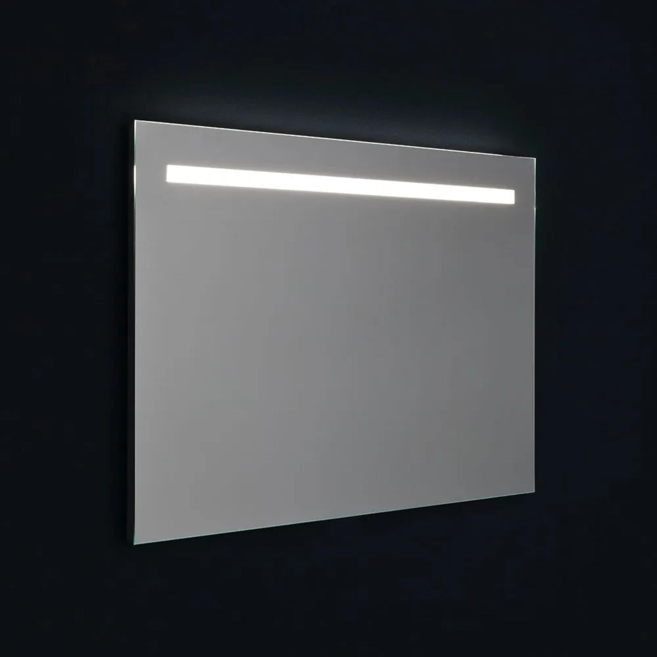 Specchio rettangolare con fascia a led "Valderico" profili in simil alluminio