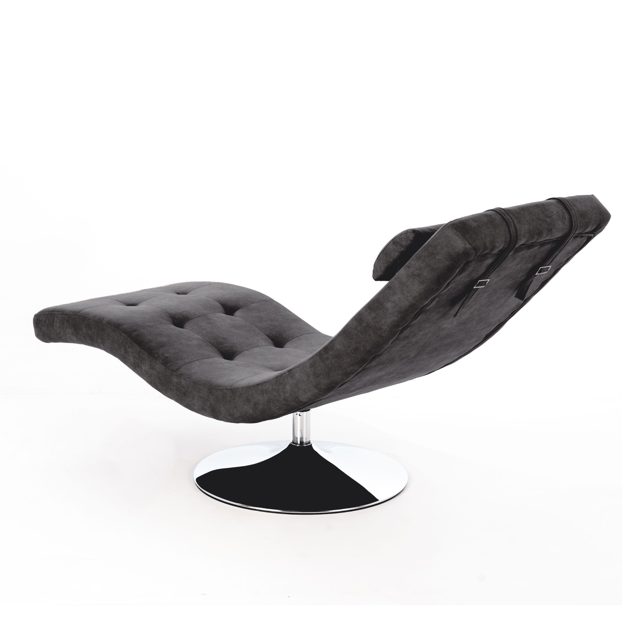 Poltrona chaise longue girevole in similpelle "Timeless" con gamba in metallo cm 180x60 90h