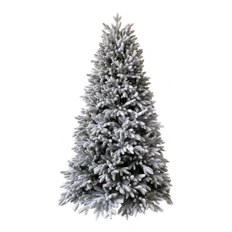 Albero di natale Innevato Slim "Roma" moderno in PE Effetto Real Touch + Flock cm 210h