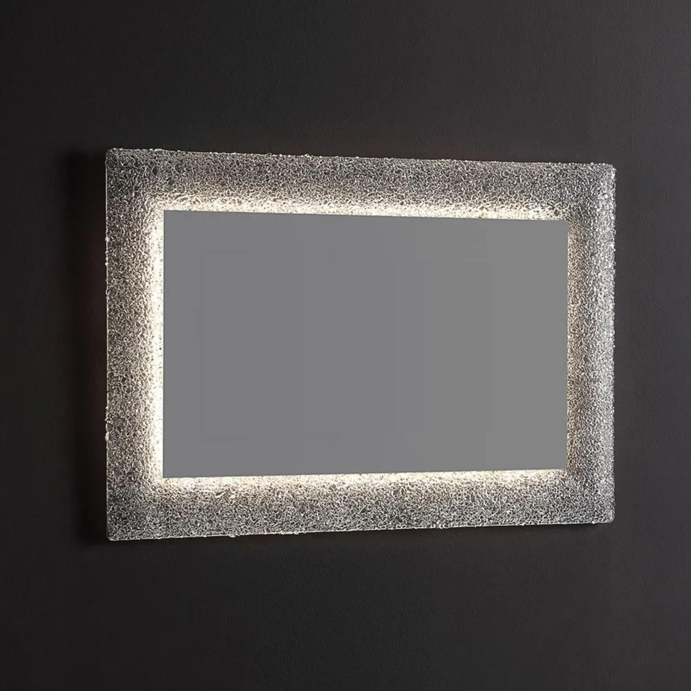 Specchio a led rettangolare "Serranova2" con cornice in graniglia di vetro cm 90x62