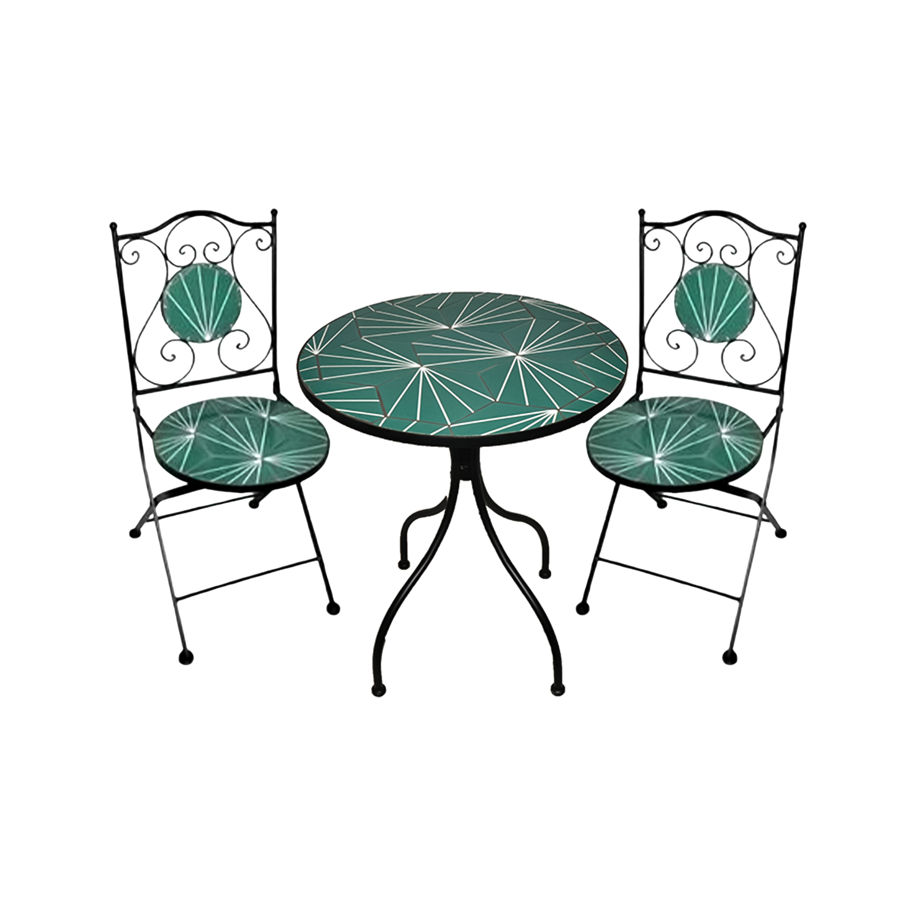 Set da pranzo completo di 2 sedie + tavolo Decojardin New Age in ceramica da giardino