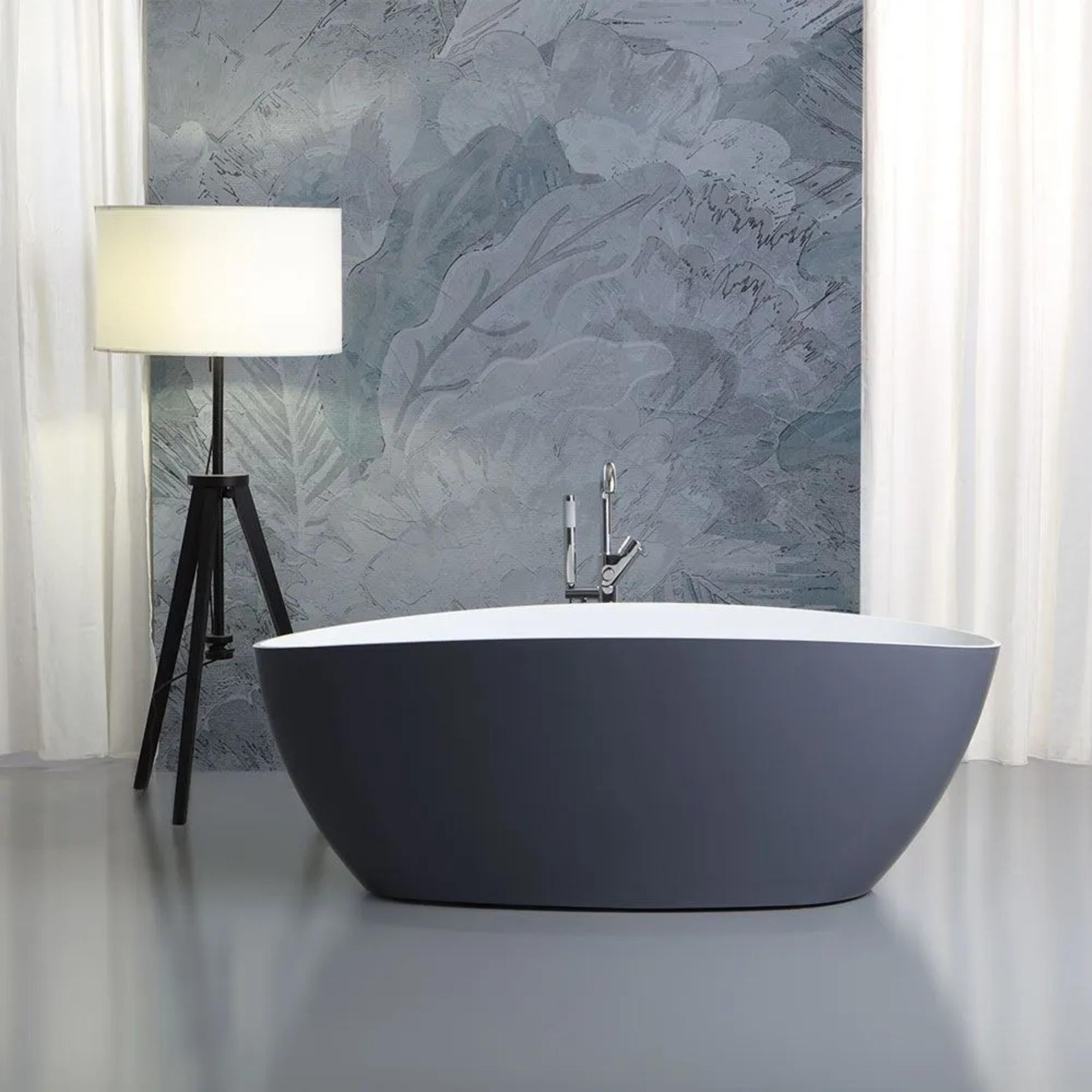 Vasca da bagno freestanding "Roma" in marmo ricomposto cm 156x71 56h