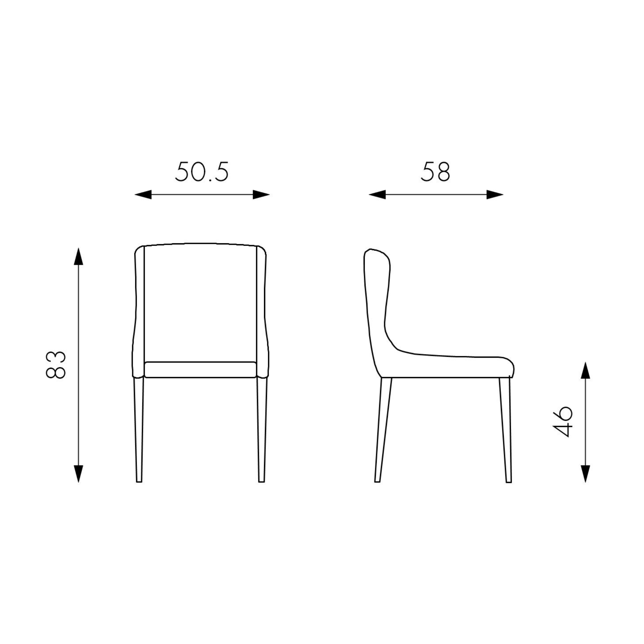 Sillón acolchado en tejido "Afrodite" con patas de metal 50,5x58 cm 83h