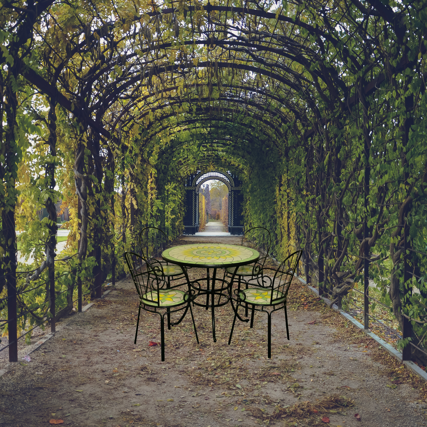 Set da pranzo completo di 2 sedie + tavolo Limonaia in terracotta da giardino