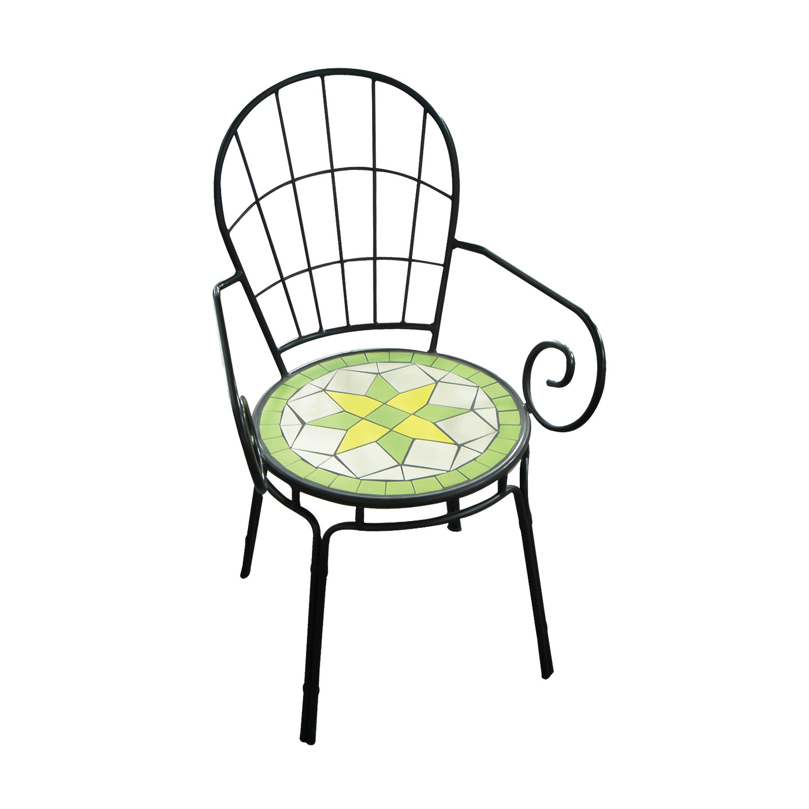 Sedia in acciaio Limonaia con seduta in terracotta mosaico da giardino