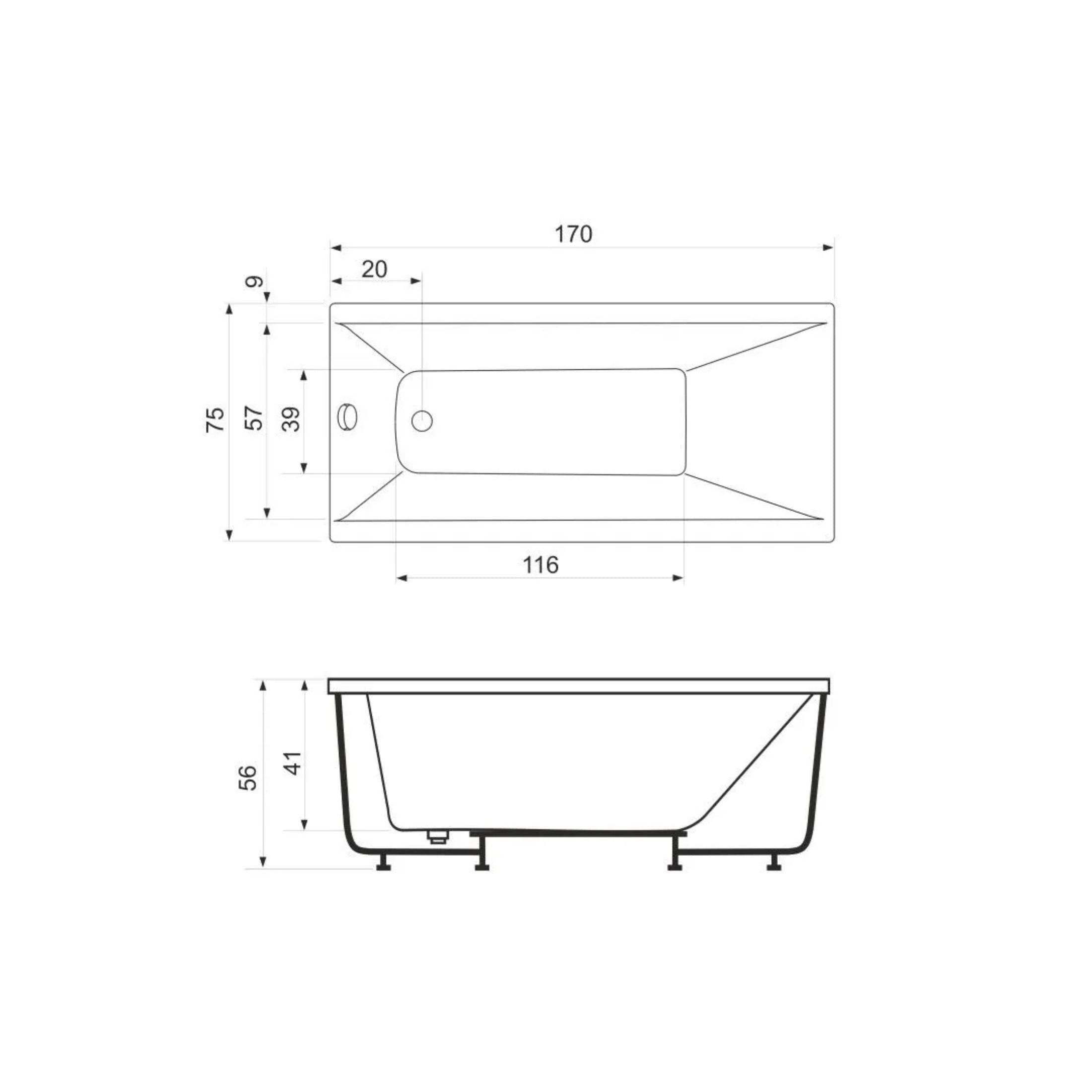 Vasca da bagno idromassaggio "Agata" incassata tra 3 muri in acrilico cm 170x75 56h