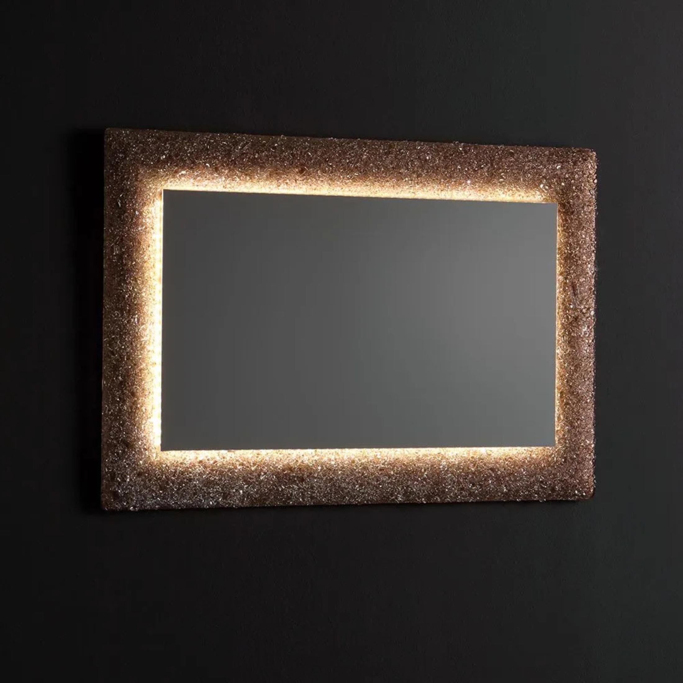 Specchio a led rettangolare "Serranova2" con cornice in graniglia di vetro cm 90x62