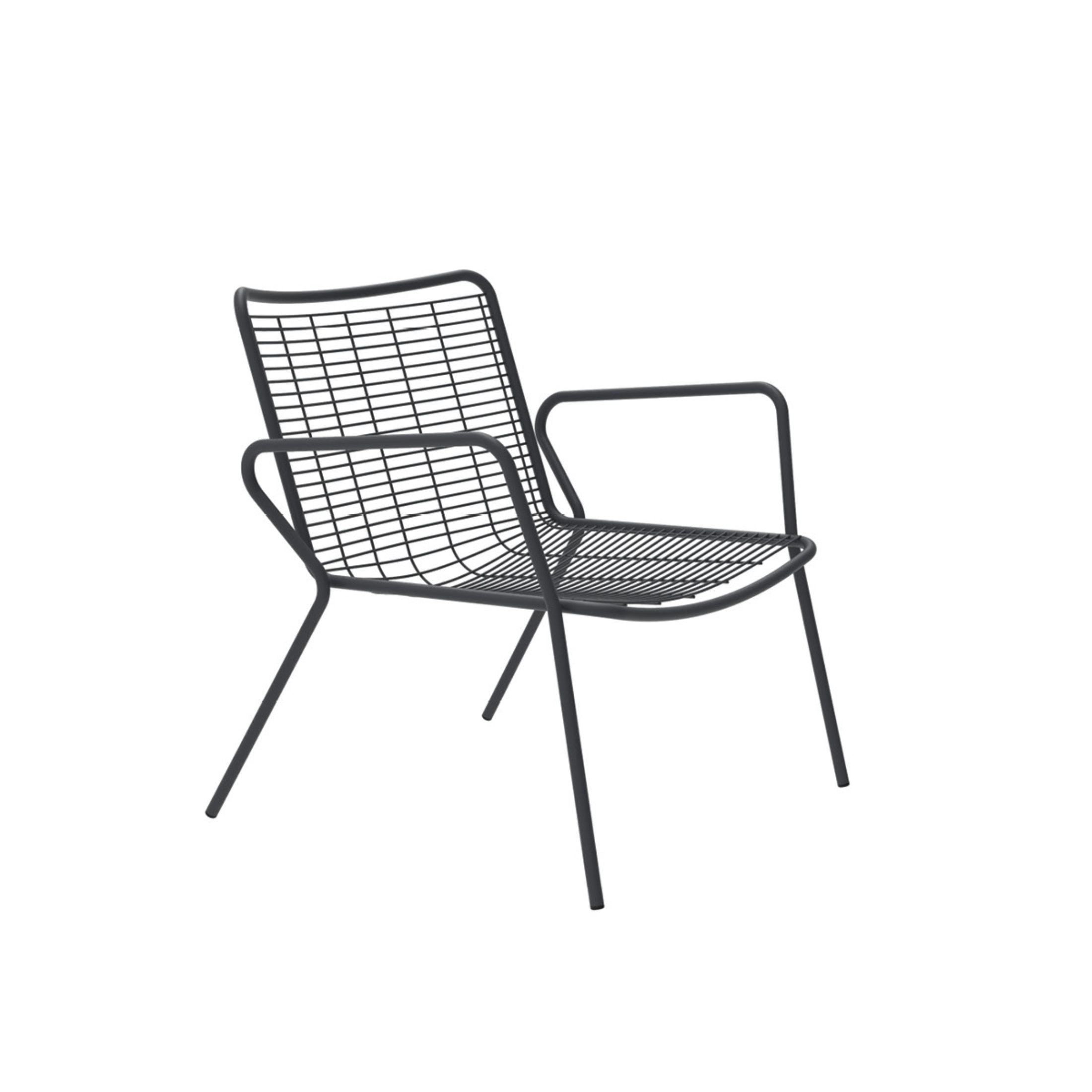 Fauteuil bas en métal peint chaise longue de jardin "Roma" 72x74 cm 78h