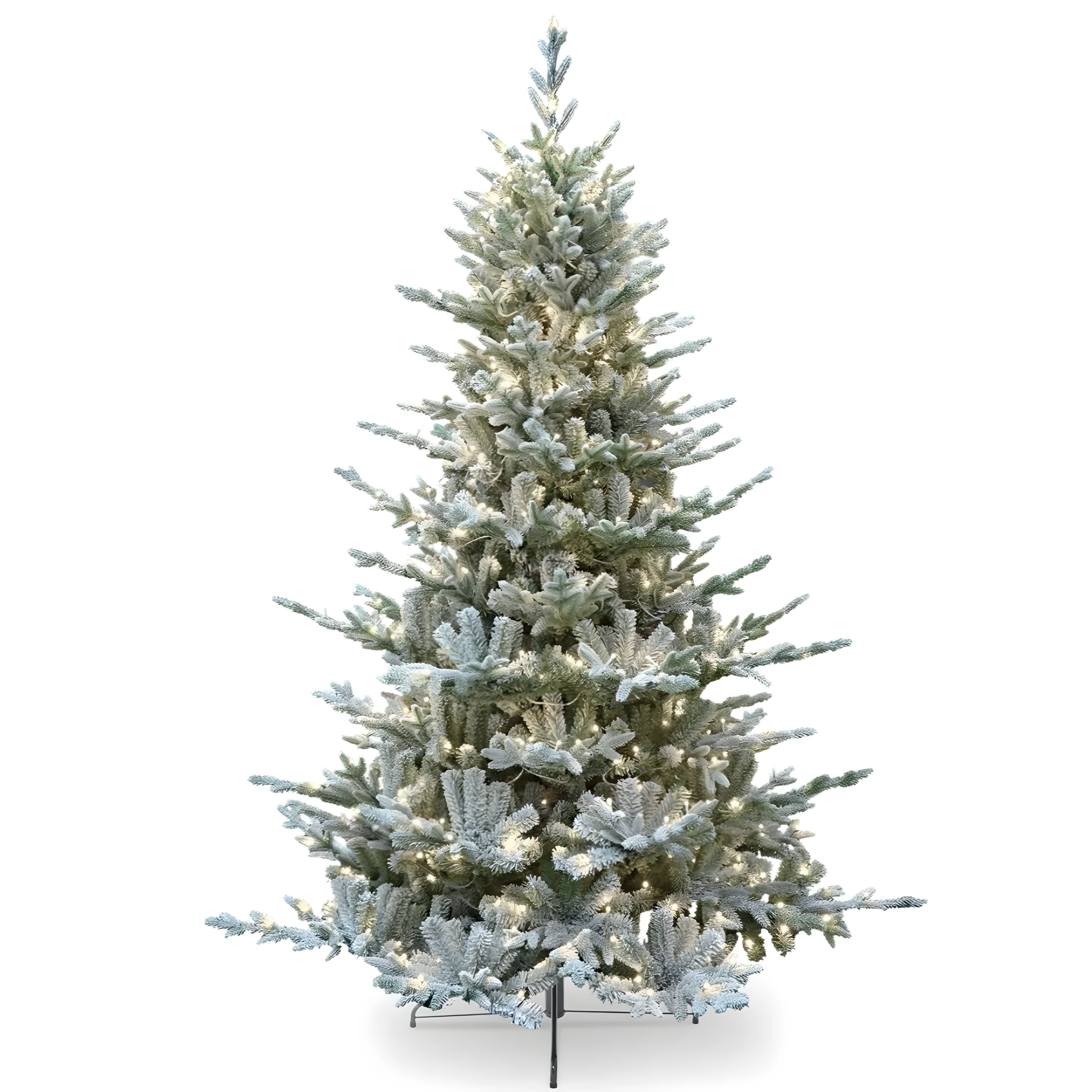 Albero di Natale innevato "Sistem flok" con micro led in PE effetto Real Touch + PVC + Flock