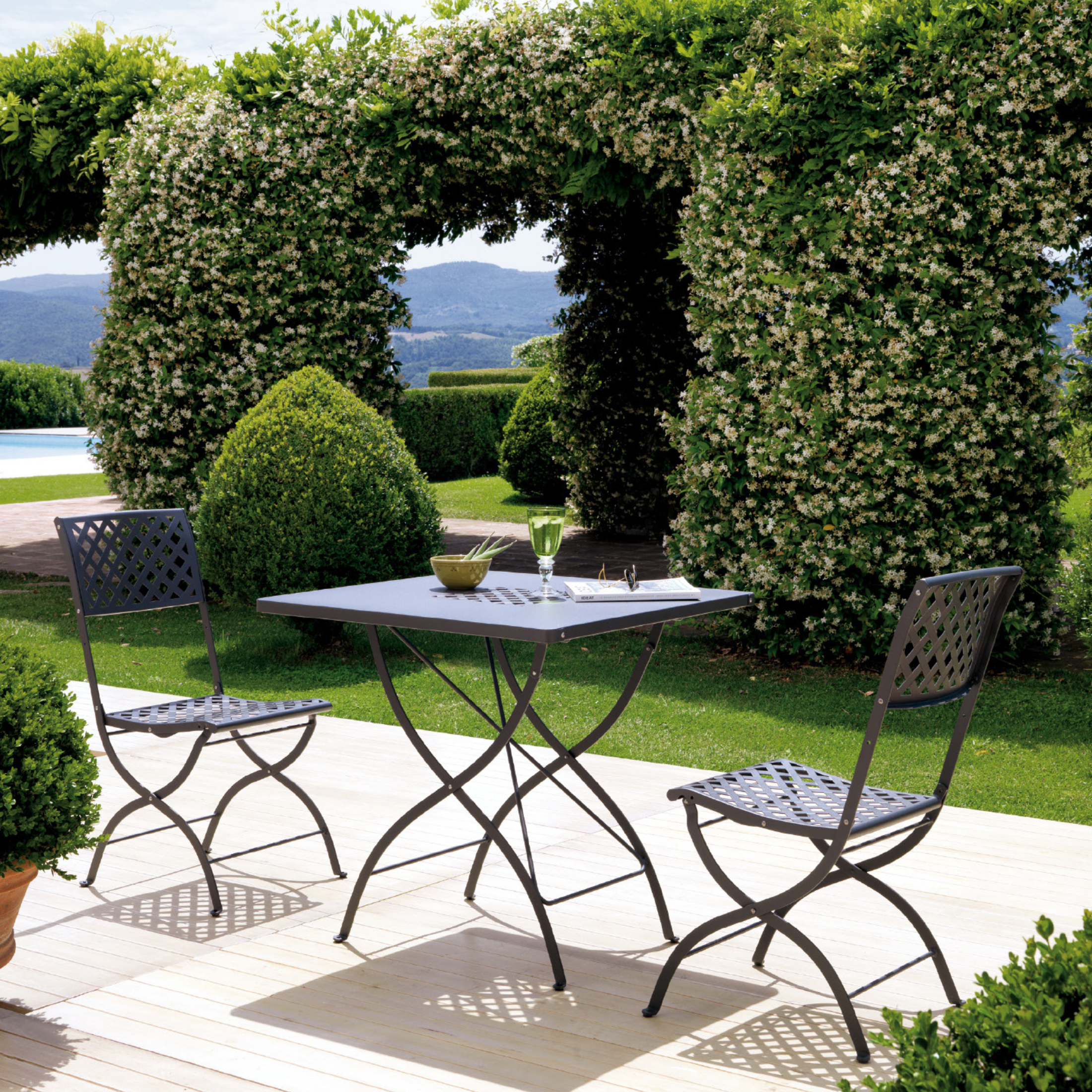 Mesa plegable "Springtime" de metal galvanizado para jardín h 75 cm