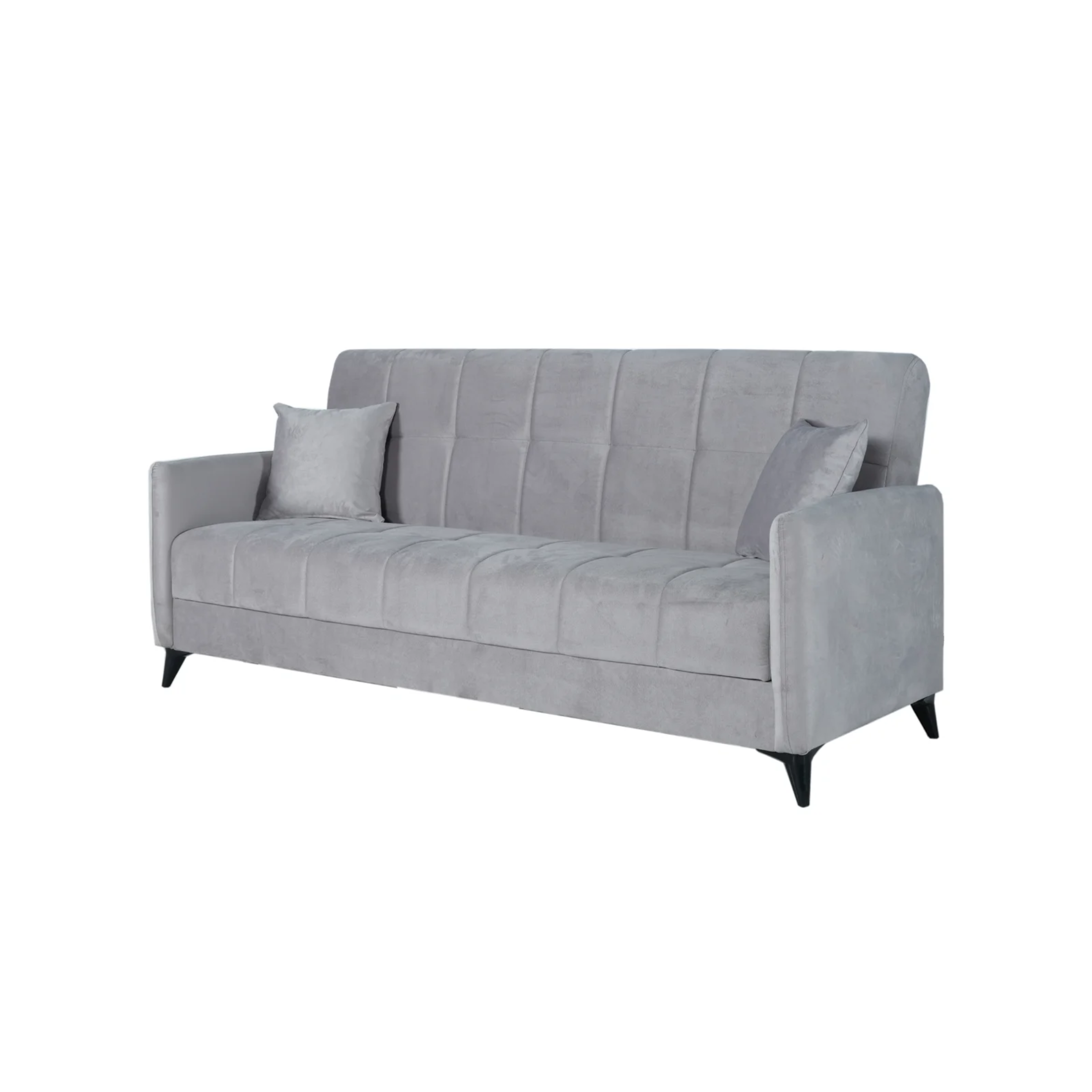 Divano letto a 3 posti contenitore "Santi Bacos" in velluto con 2 cuscini cm 211x92 98h
