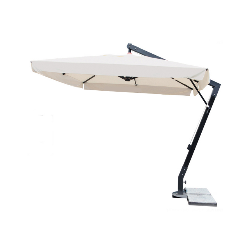 Ombrellone moderno ecru "Decent" con palo laterale in alluminio nero da giardino 3x4 mt