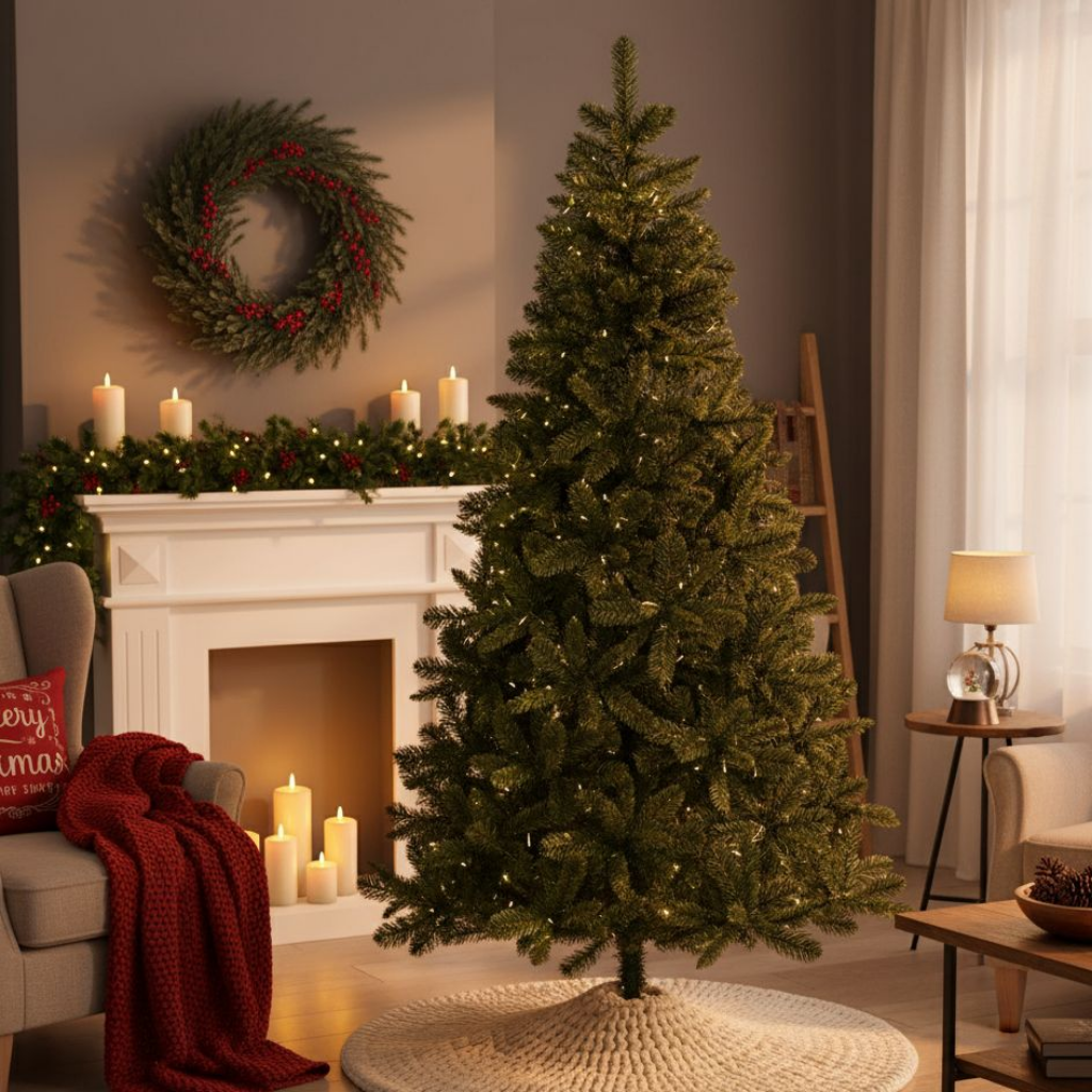 Albero di Natale Slim "Zefiro" in PVC di altissima qualità effetto realistico