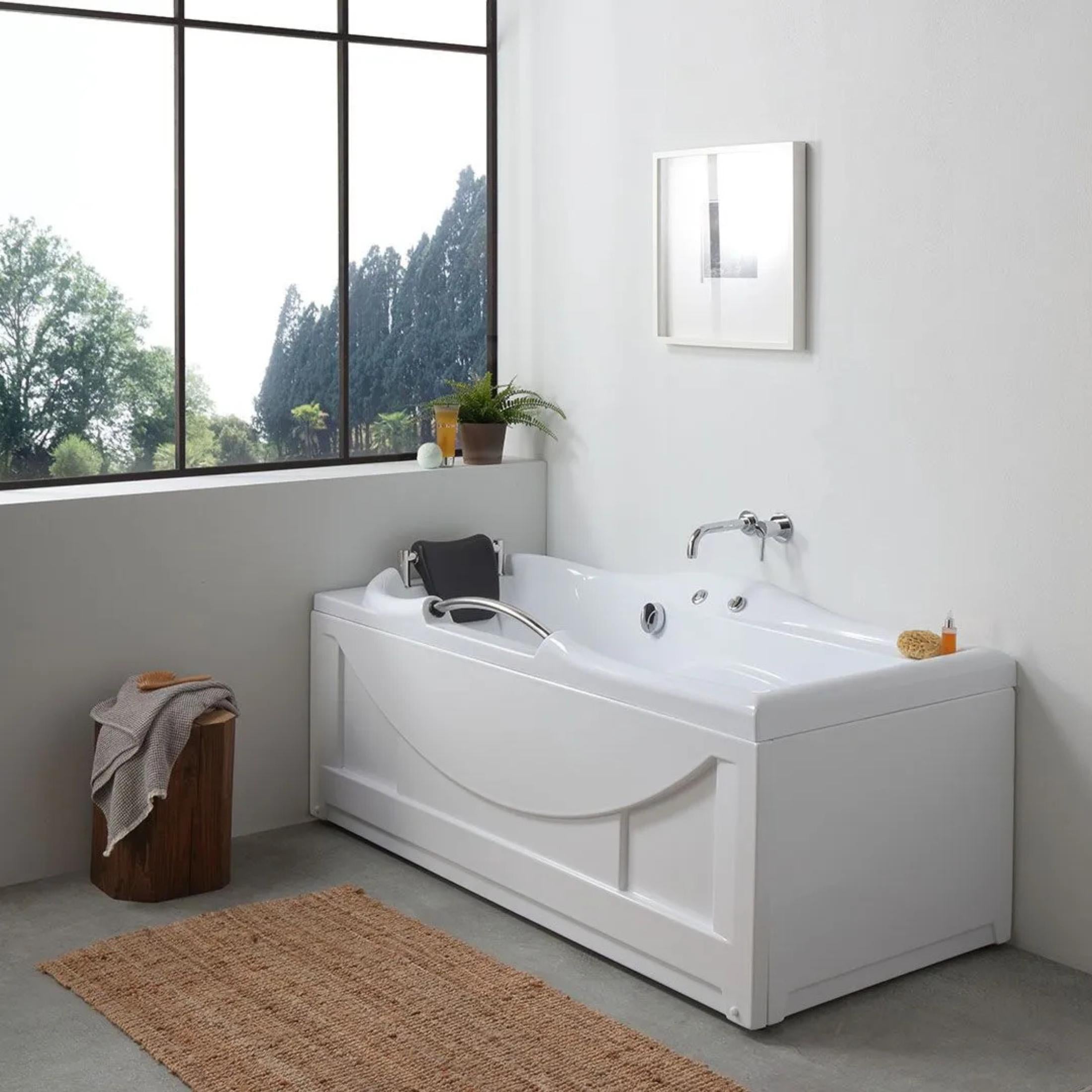 Vasca da bagno angolare con idromassaggio "Doris" in acrilico bianco cm 170x78 65h