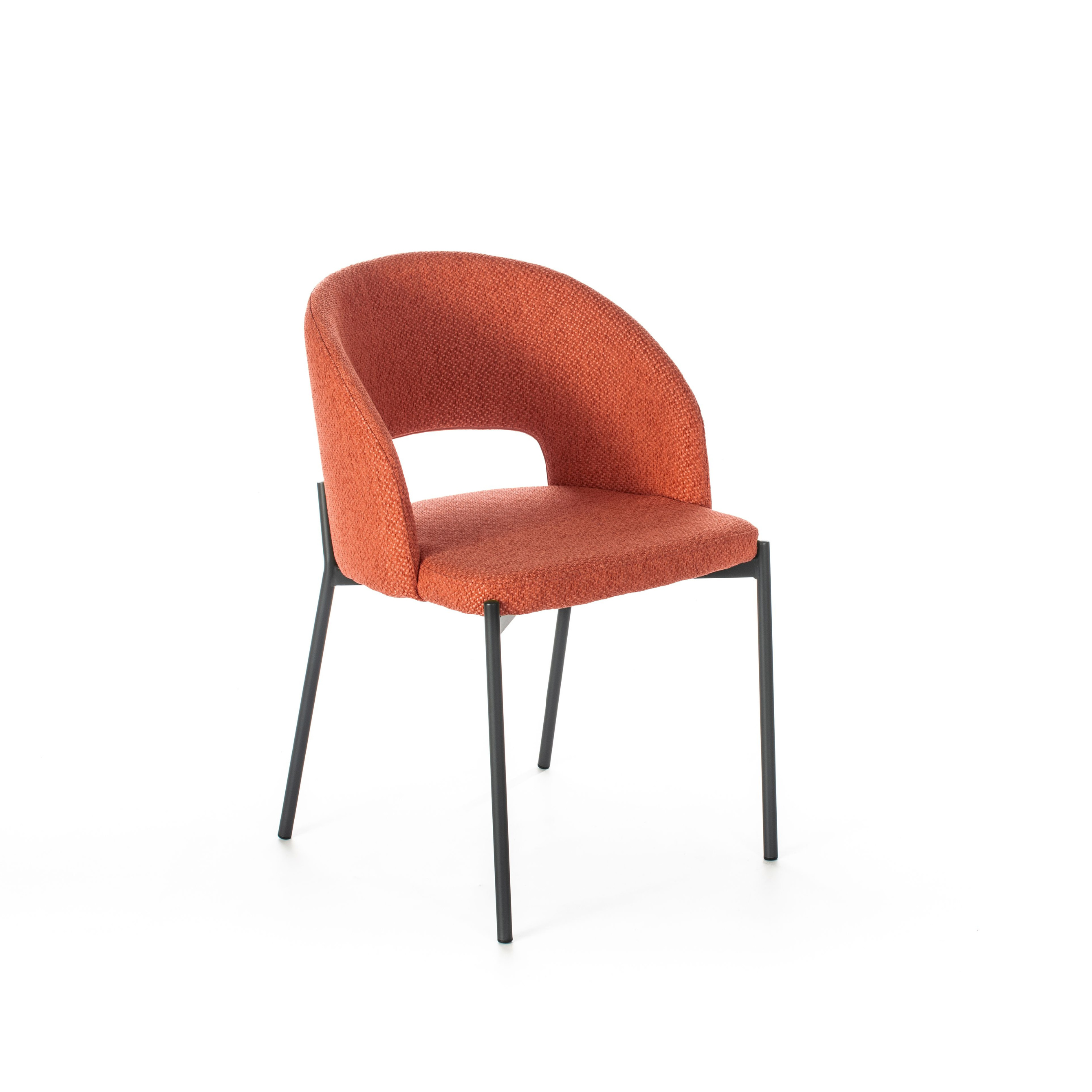 Chaise ronde rembourrée "Greta" fauteuil moderne en tissu 56x52 cm 78,5h