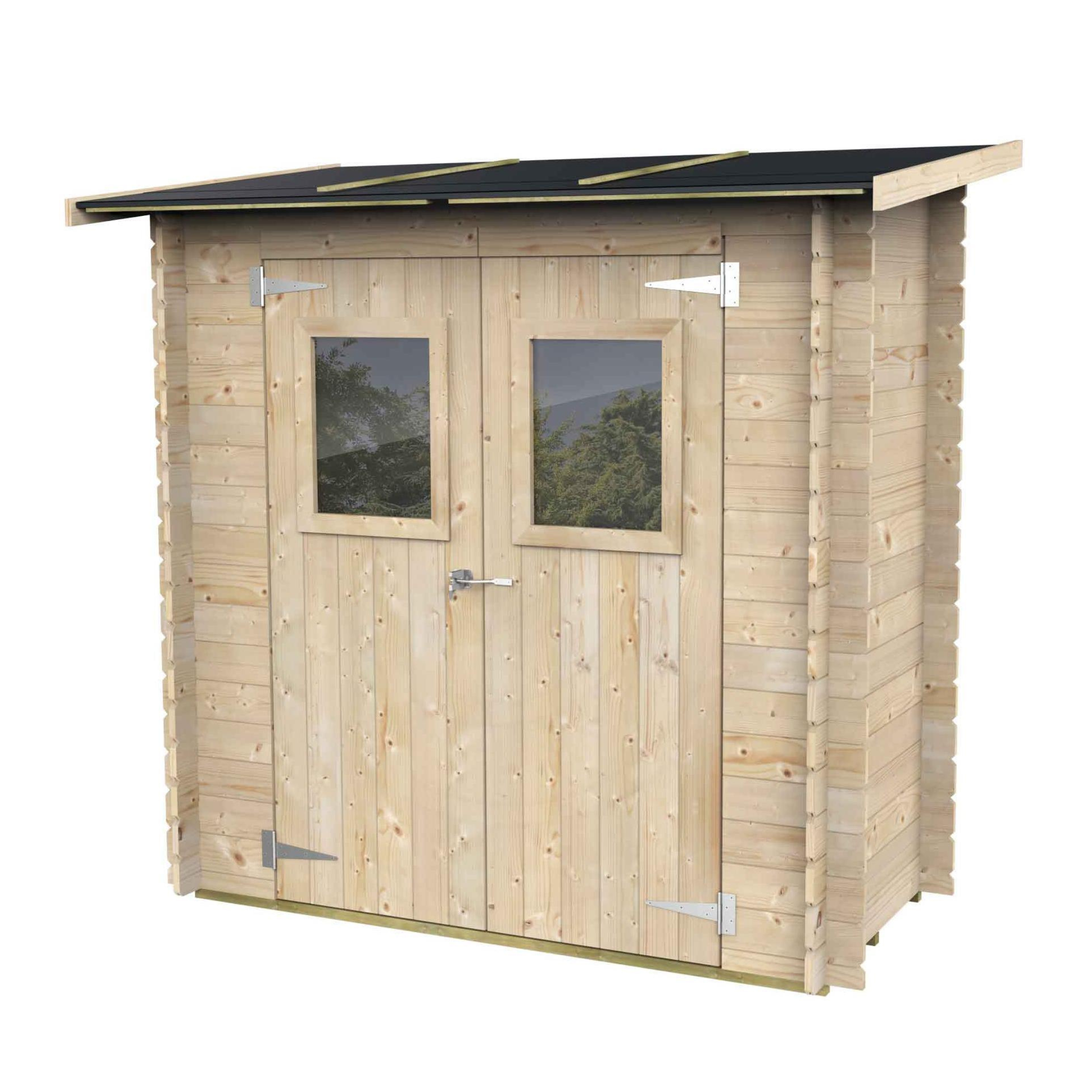 Cobertizo de jardín de madera "Hobby" de paso simple 198x98 cm 197h puerta con doble ventana