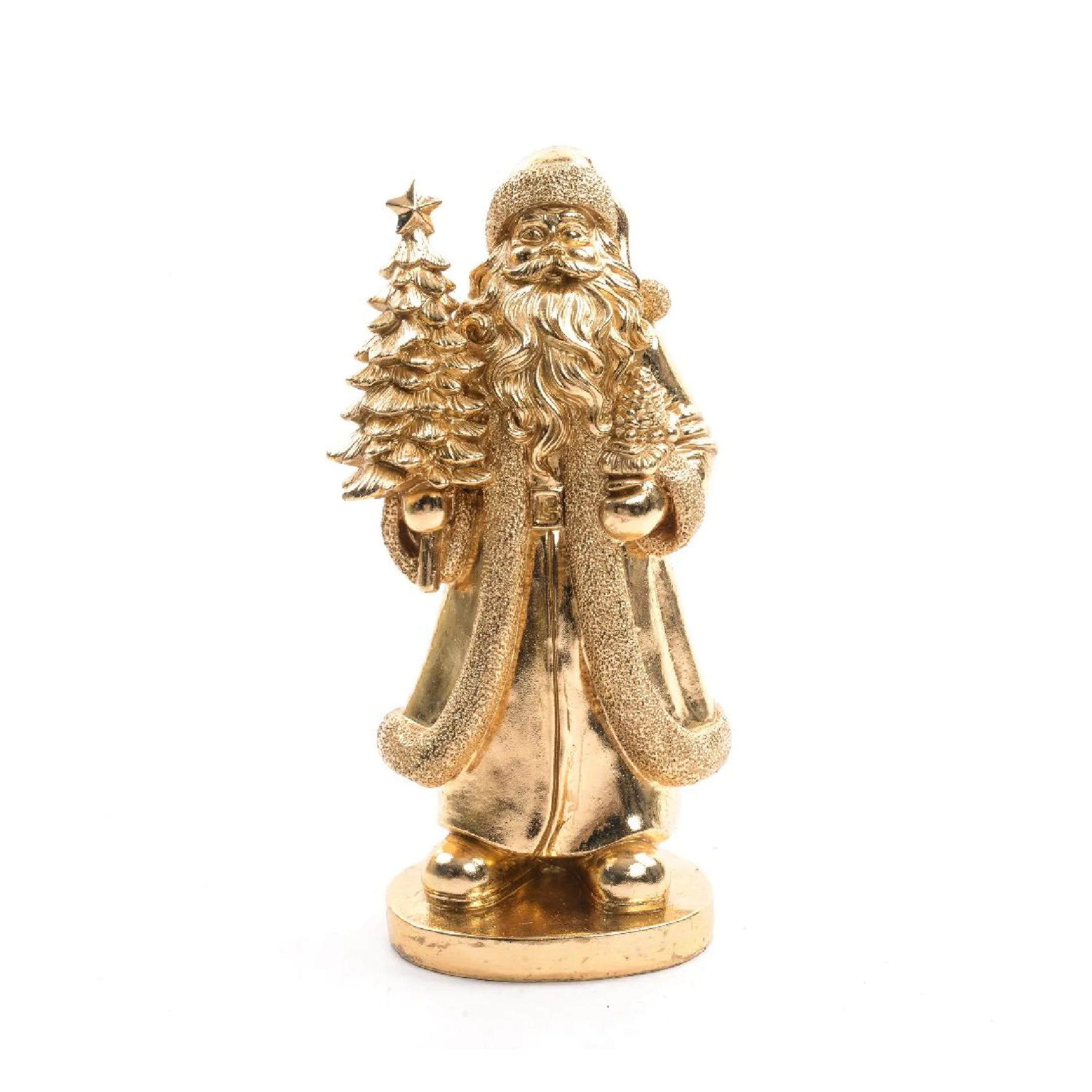Supporto Babbo Natale in resina color oro decorazione natalizia cm 33h