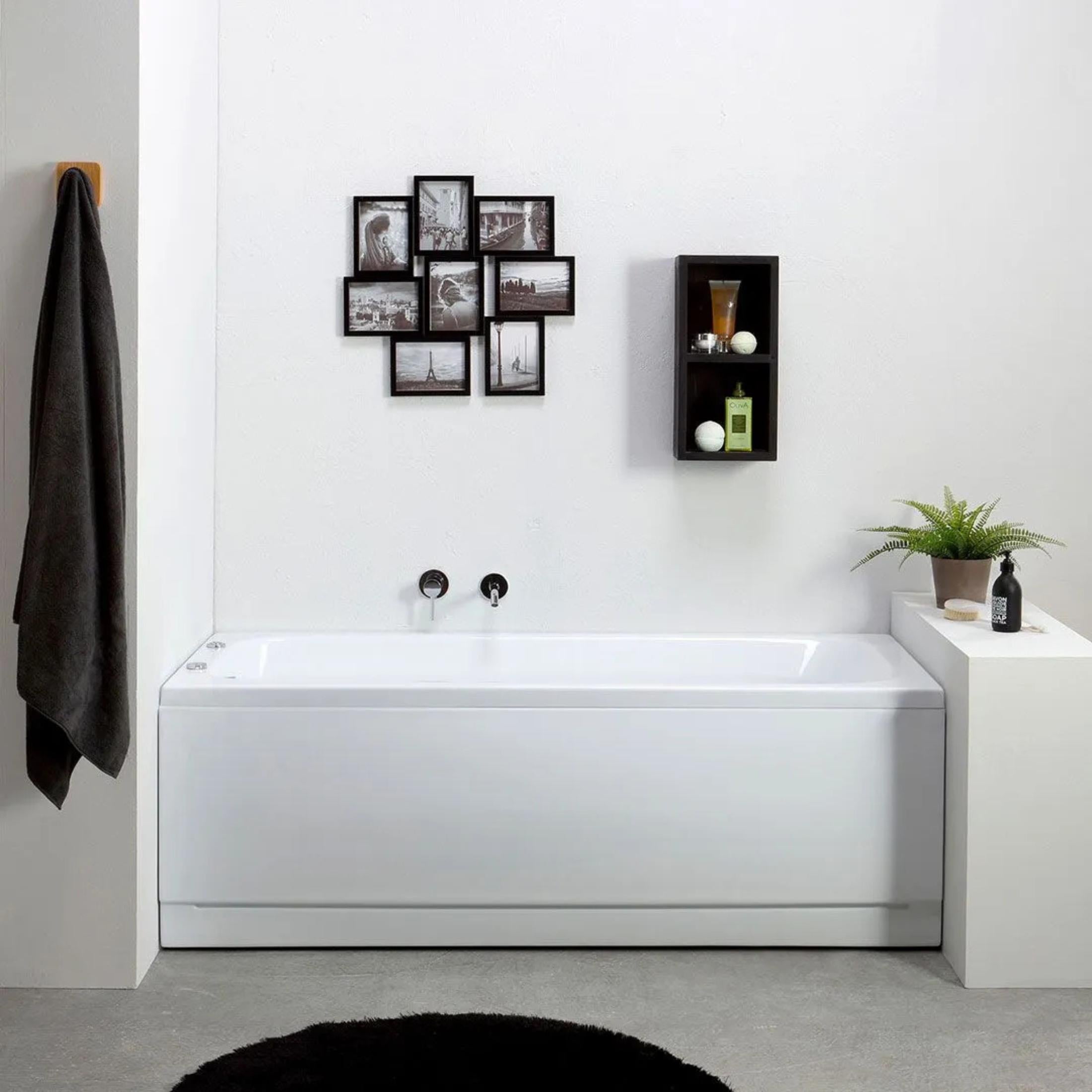 Vasca da bagno idromassaggio "Elsa" da incasso tra 3 muri in acrilico cm 170x70 58h