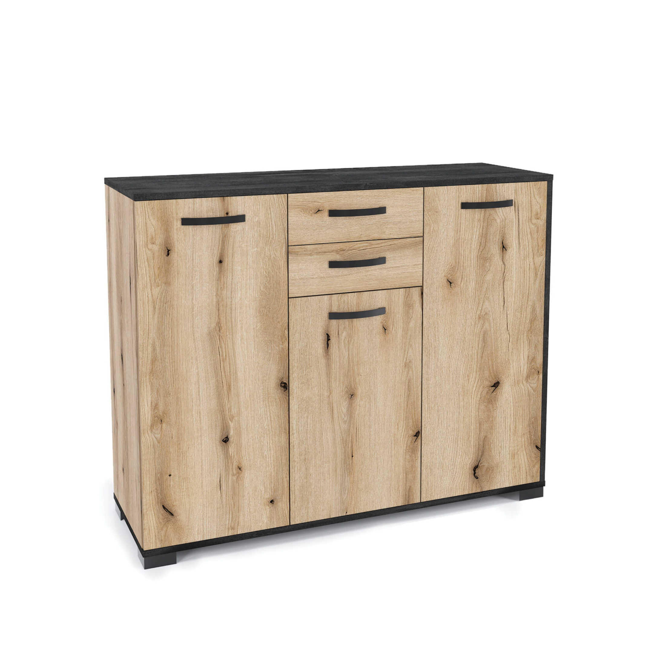 Buffet buffet K083, meuble en bois avec 3 portes pour salon 150x41 cm 82h