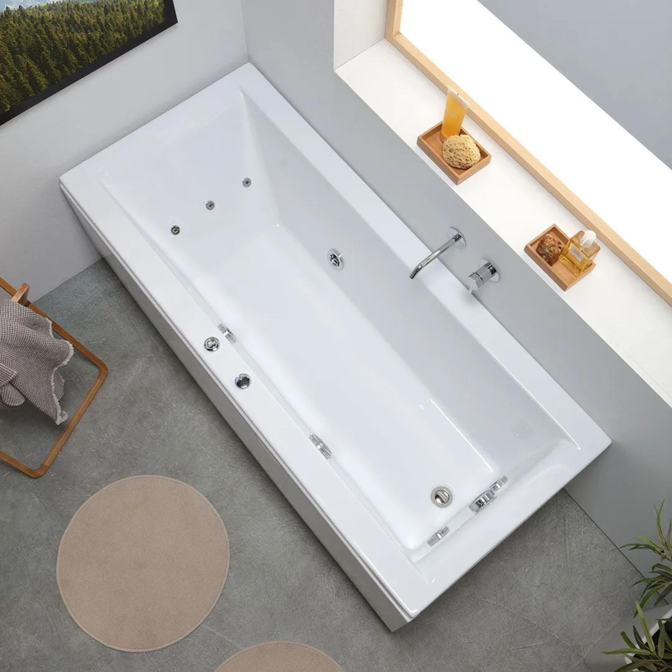 Vasca da bagno idromassaggio ad angolo "Agata" in acrilico cm 170x75 56h