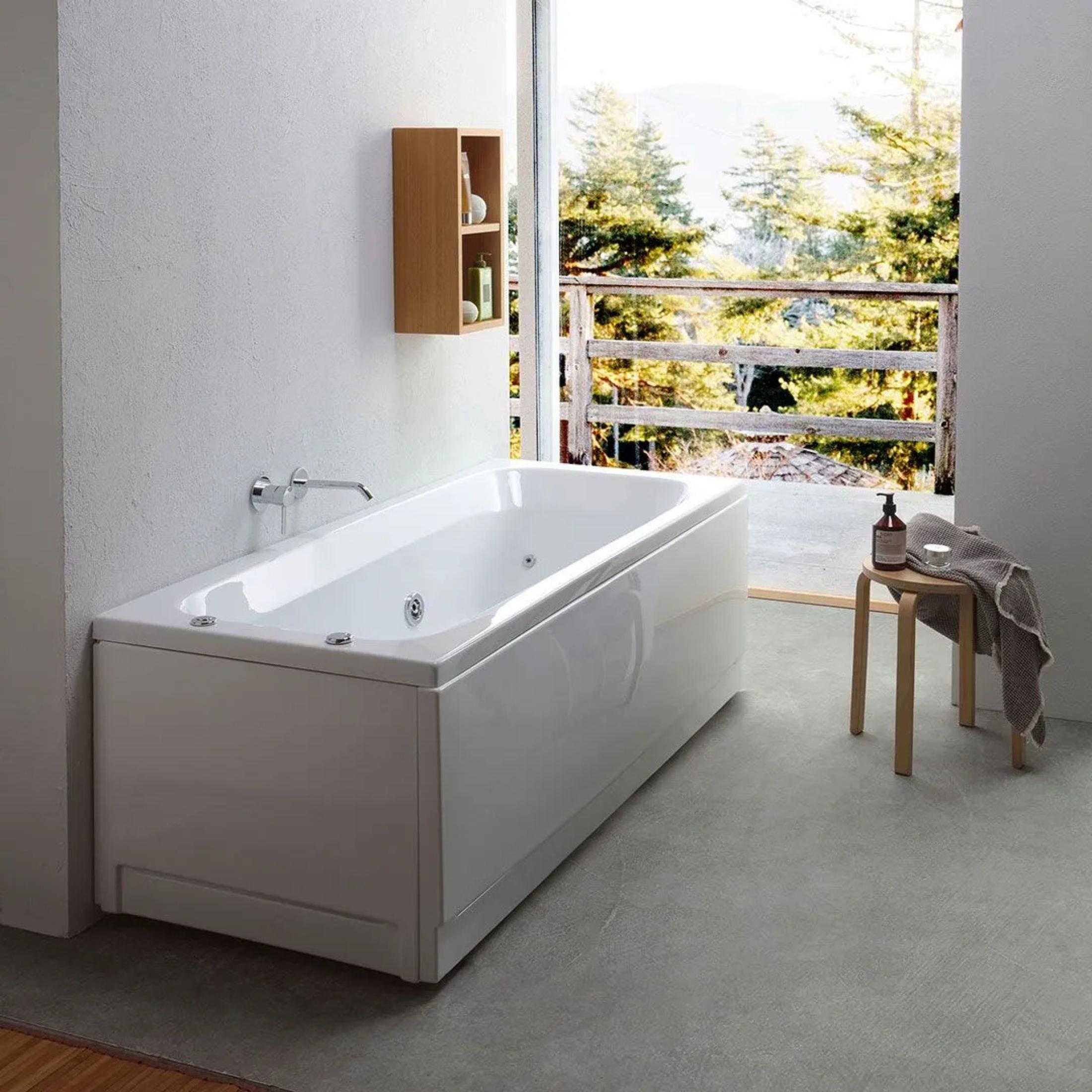 Vasca da bagno idromassaggio ad angolo "Elsa" in acrilico bianco cm 170x70 58h