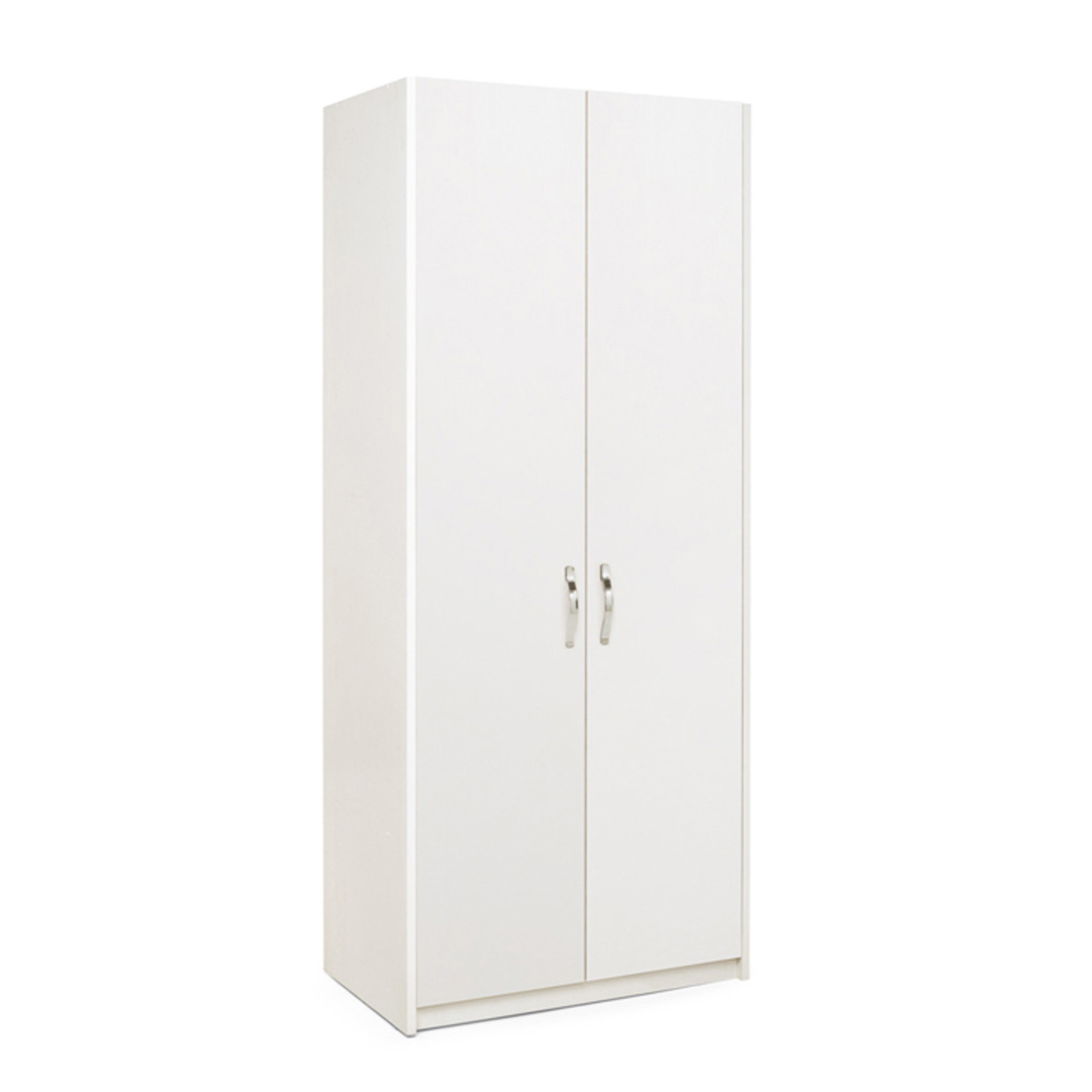 Armadio in legno bianco "Modern" a 2 ante con appendiabiti e 2 ripiani cm 91x52 210h