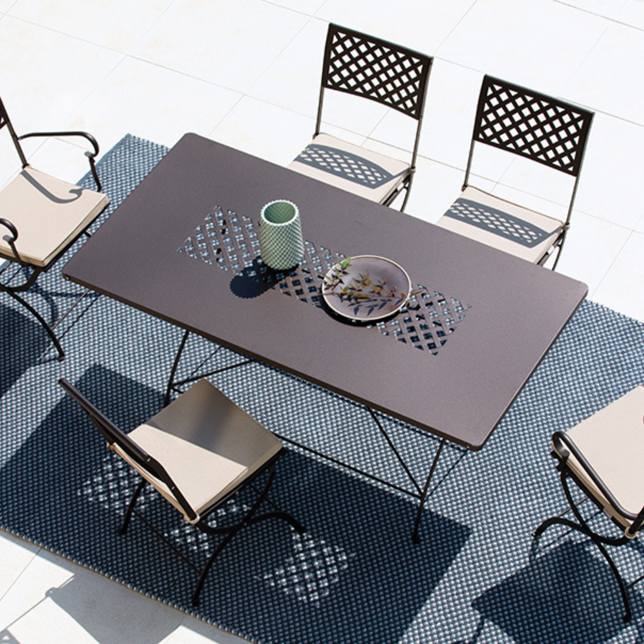 Table pliante "Printemps" en métal galvanisé pour jardin h 75 cm
