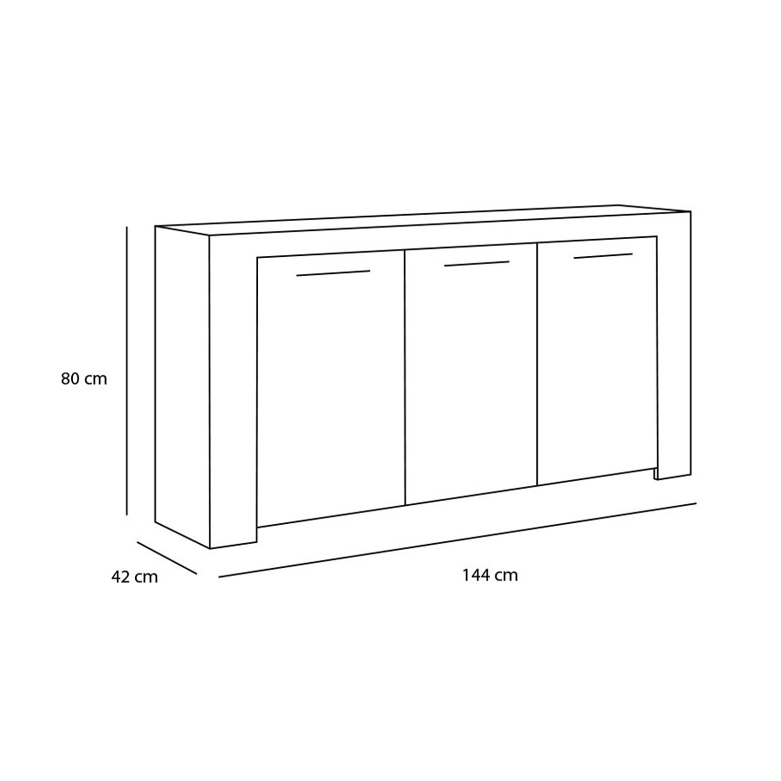 Credenza a 3 ante Ambit bianco e cemento da soggiorno cm 144x42 80h