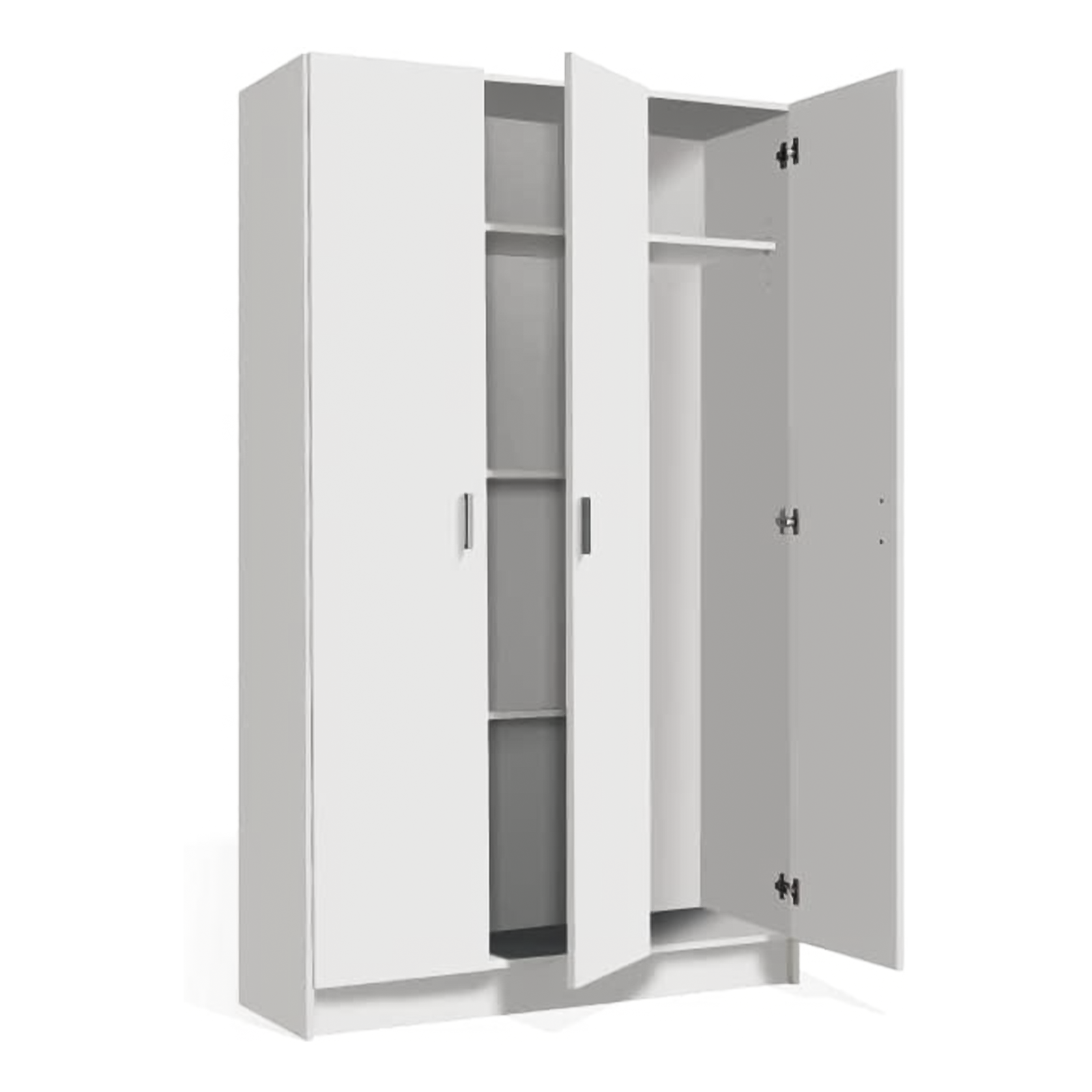 Kit armoire polyvalente avec 2 portes en bois blanc, porte-balai, 73x37 cm, 180h