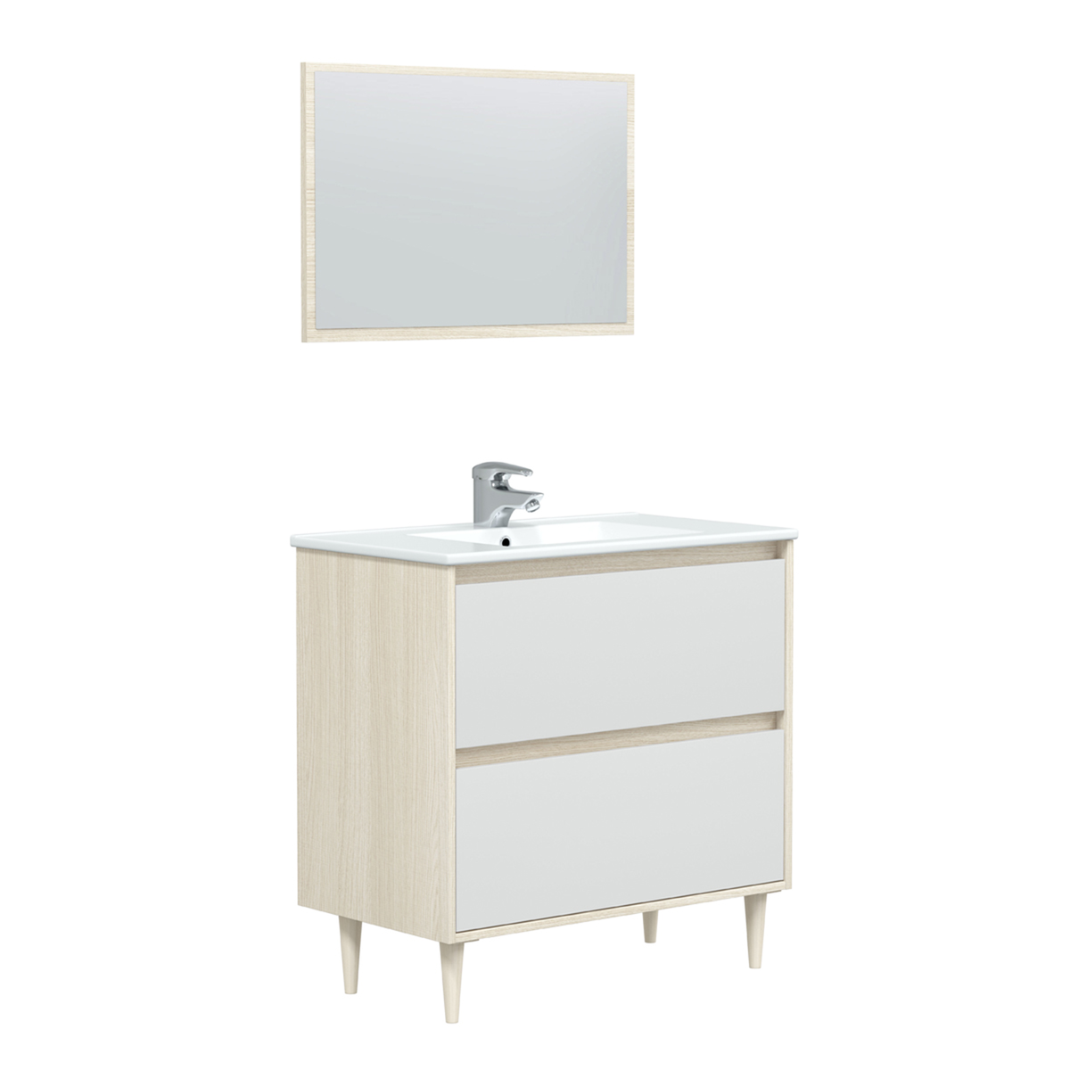 Kit Mobile sotto lavabo Verona da bagno in truciolare con specchio cm