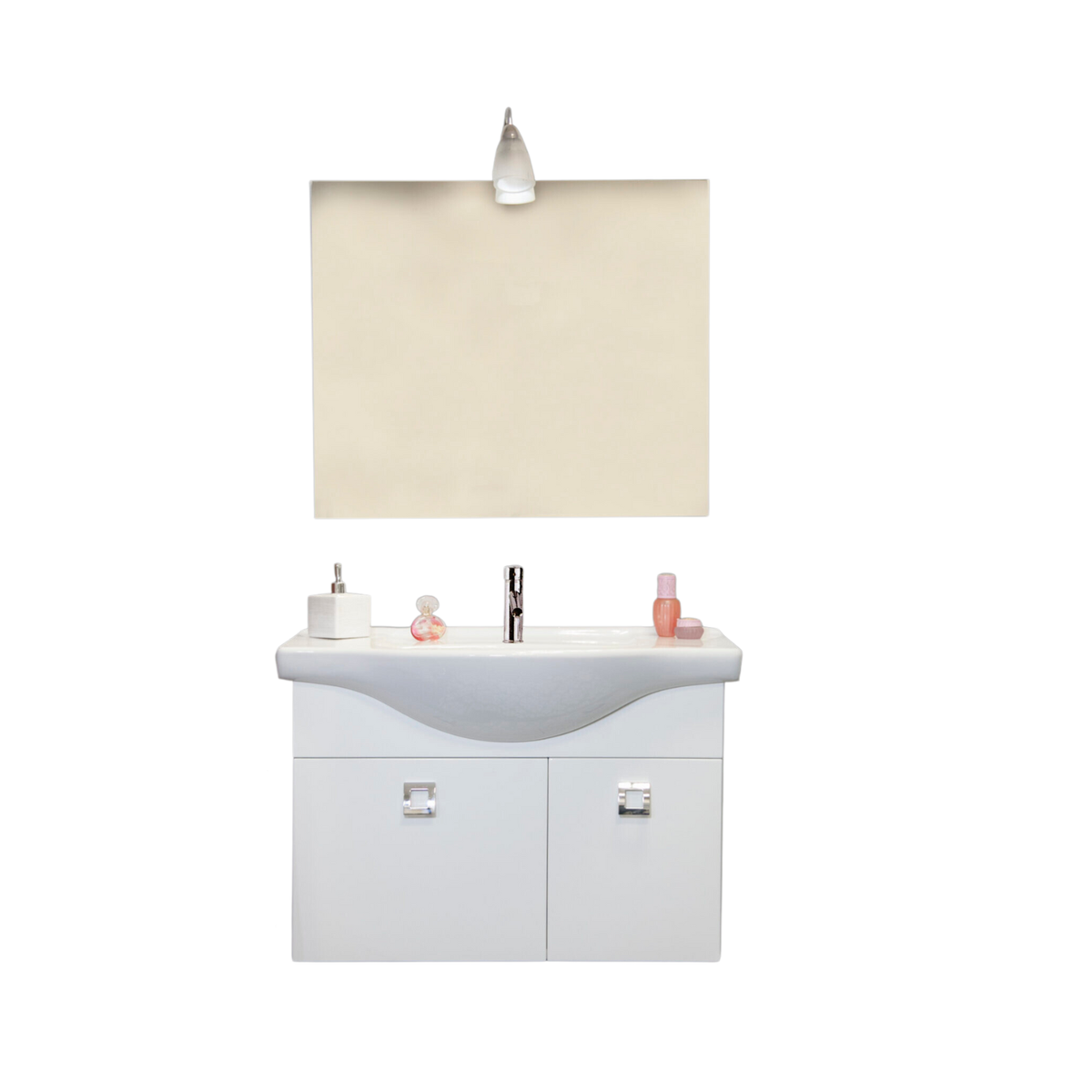 Kit Mobile sotto lavabo Denver da bagno in truciolare con specchio cm