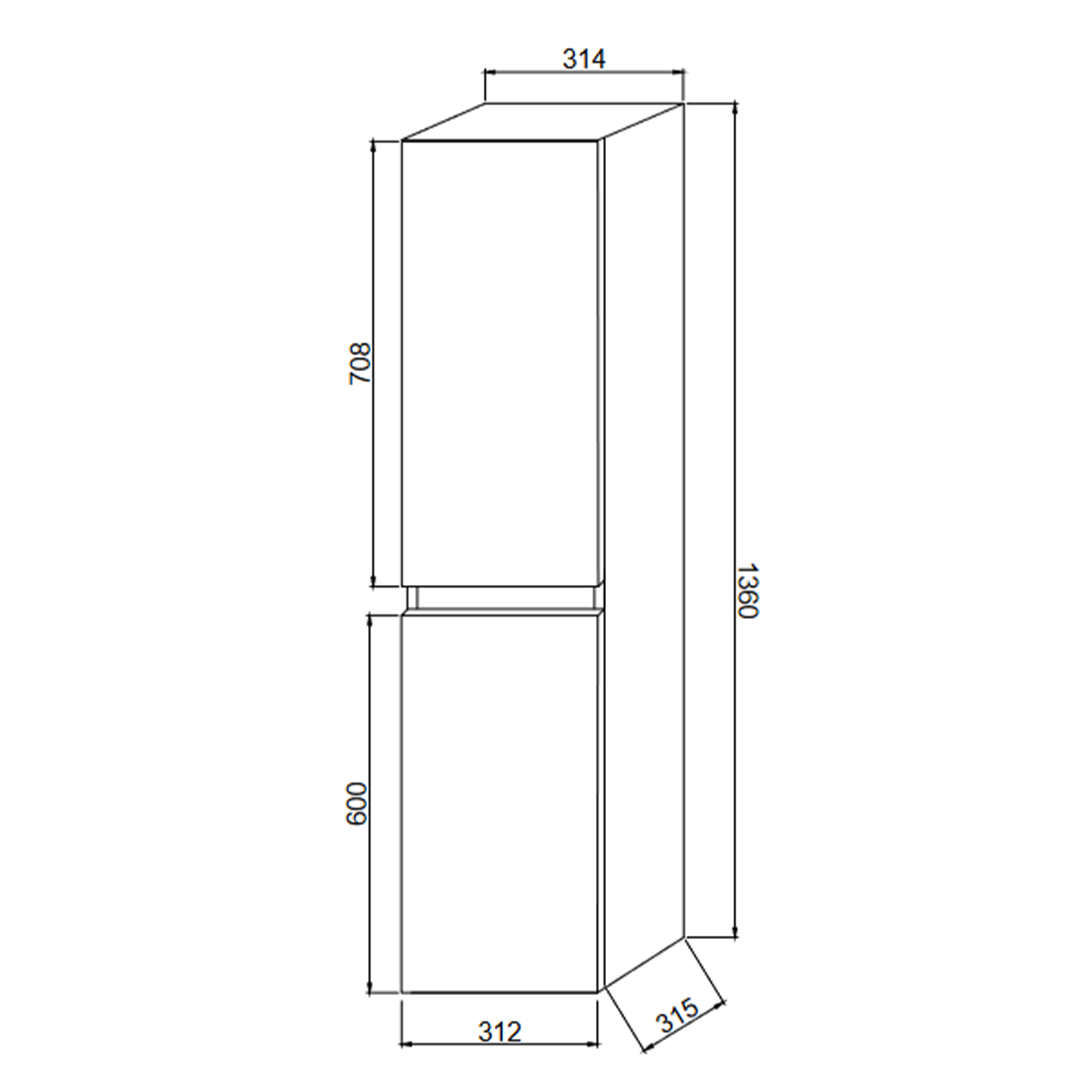 Nuevo Columna colgante de baño móvil Splash con 2 puertas en madera de roble 31x33,5 cm 138h