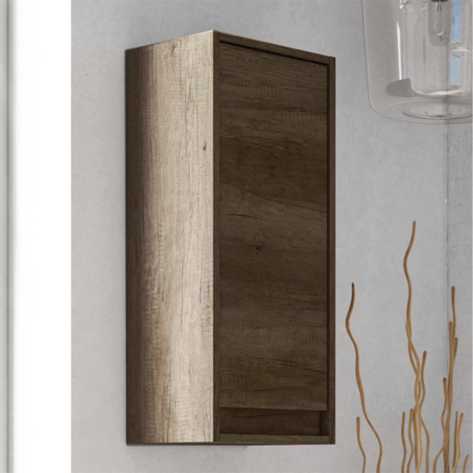 Mobile pensile da bagno Dakota mobile a 1 anta in legno rovere Nordik