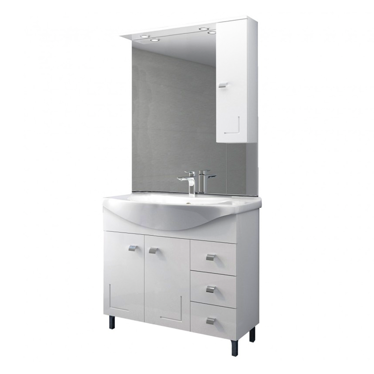 Kit Mobile sotto lavabo Eva da bagno in truciolare con specchio e colo