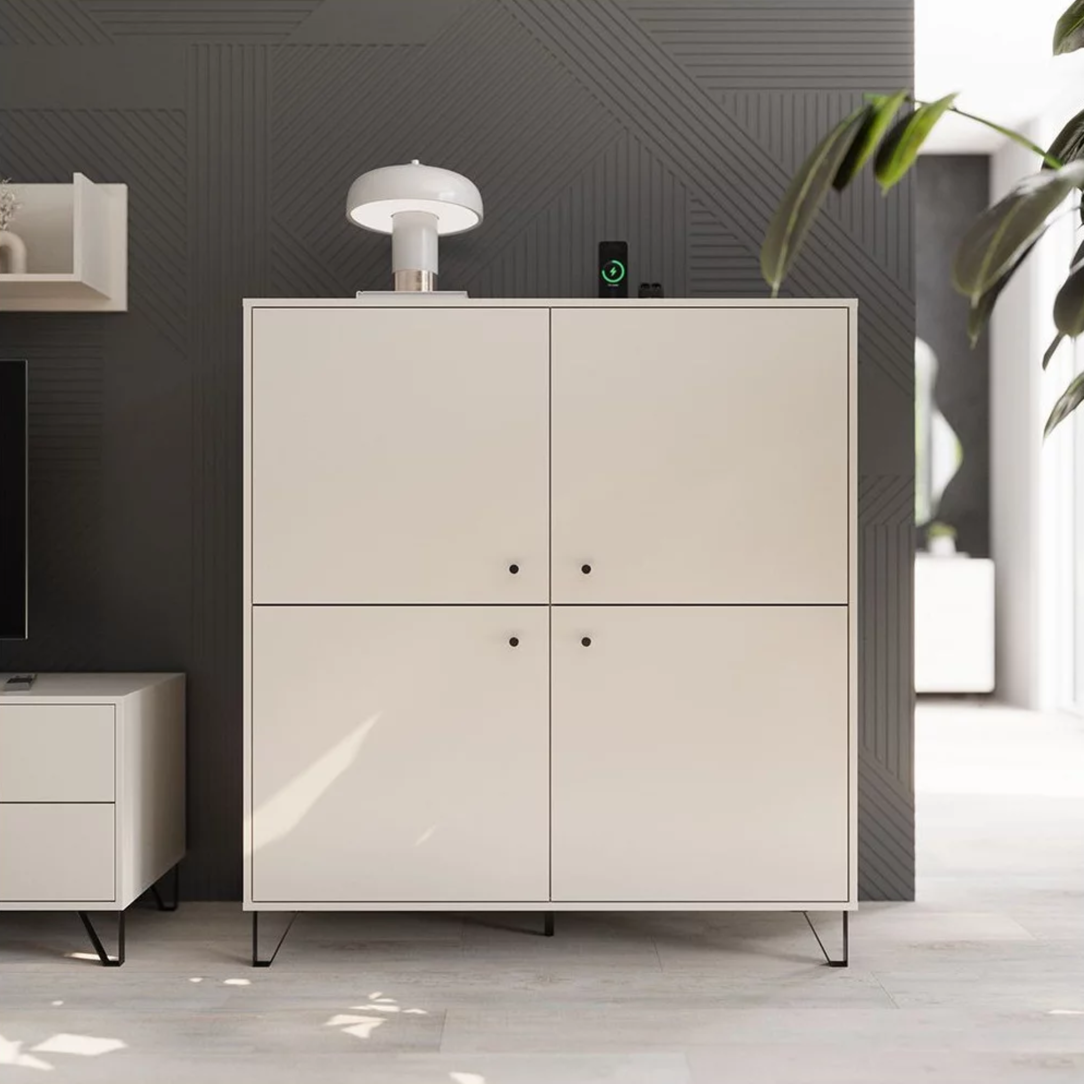 Mobile credenza "Aldo" in legno con piedini rialzati cm 123x40