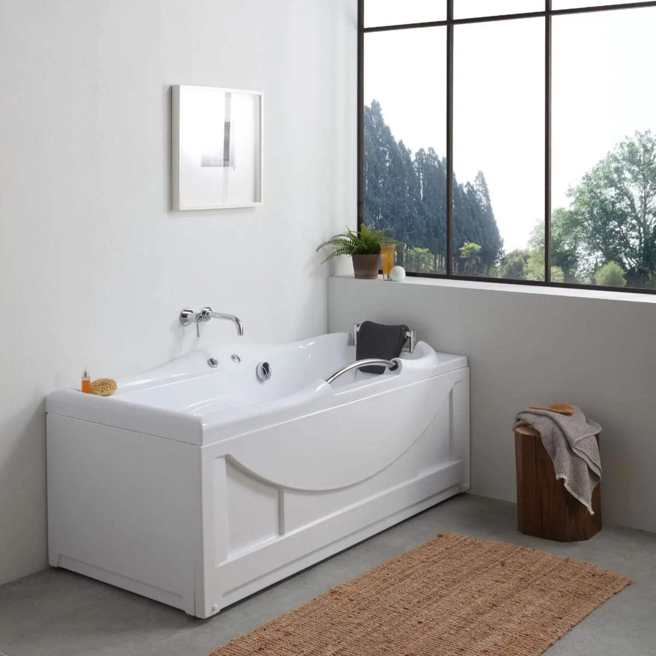 Vasca da bagno angolare con idromassaggio "Doris" in acrilico bianco cm 170x78 65h