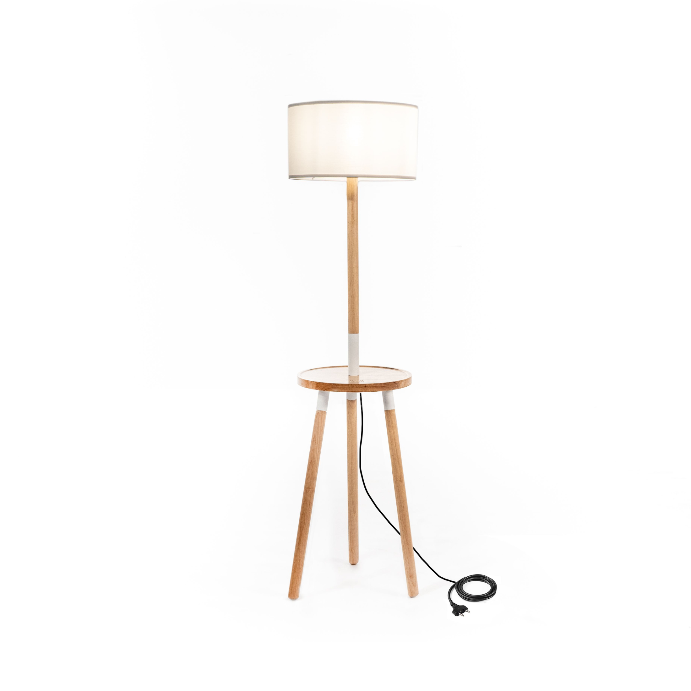Lámpara de pie "Acrux" de madera con pantalla de tela 40x40 cm 135h