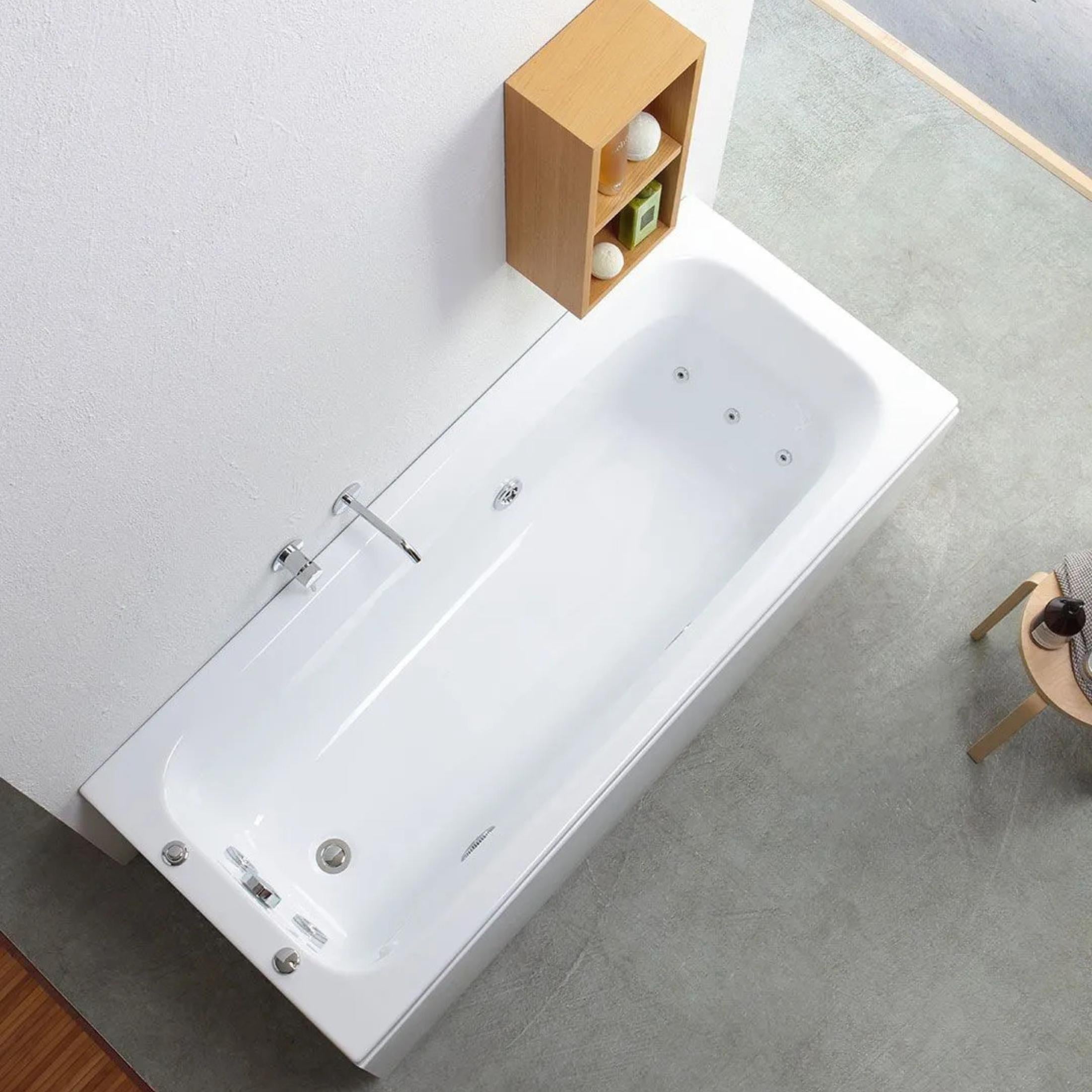 Vasca da bagno idromassaggio ad angolo "Elsa" in acrilico bianco cm 170x70 58h